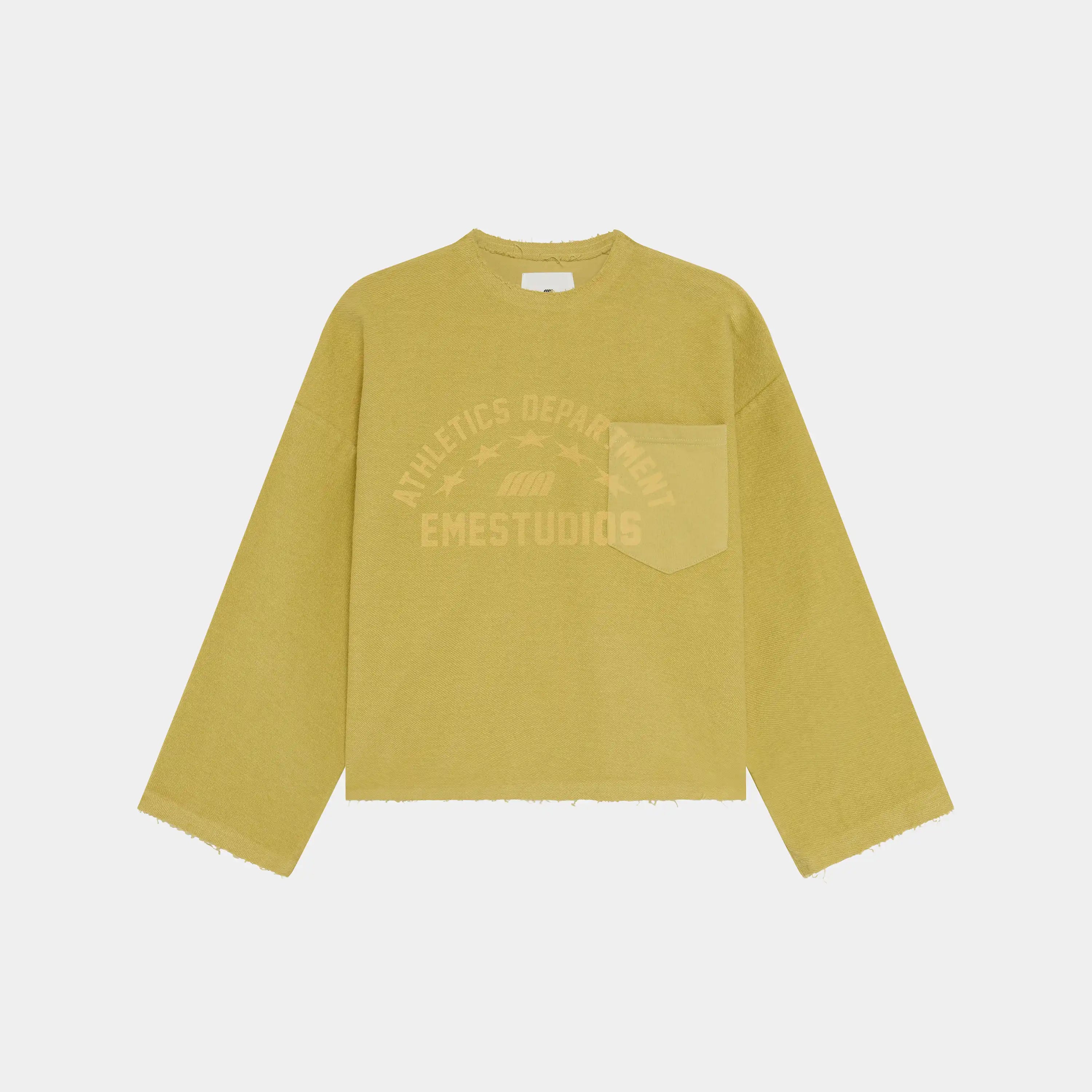Pocket Antique Green Reverse Crewneck Sweatshirts Eme Studios
