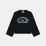 Pocket Navy Reverse Crewneck Sweatshirts Eme Studios