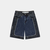 Dual Scratched Denim Shorts Shorts Eme Studios