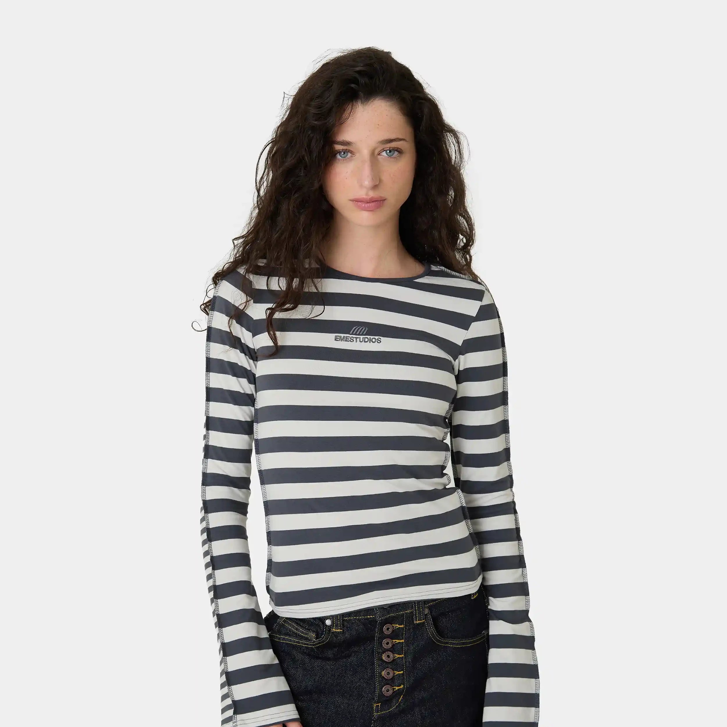 Wally Stripped Black Long Sleeve Woman T-Shirts Eme Studios