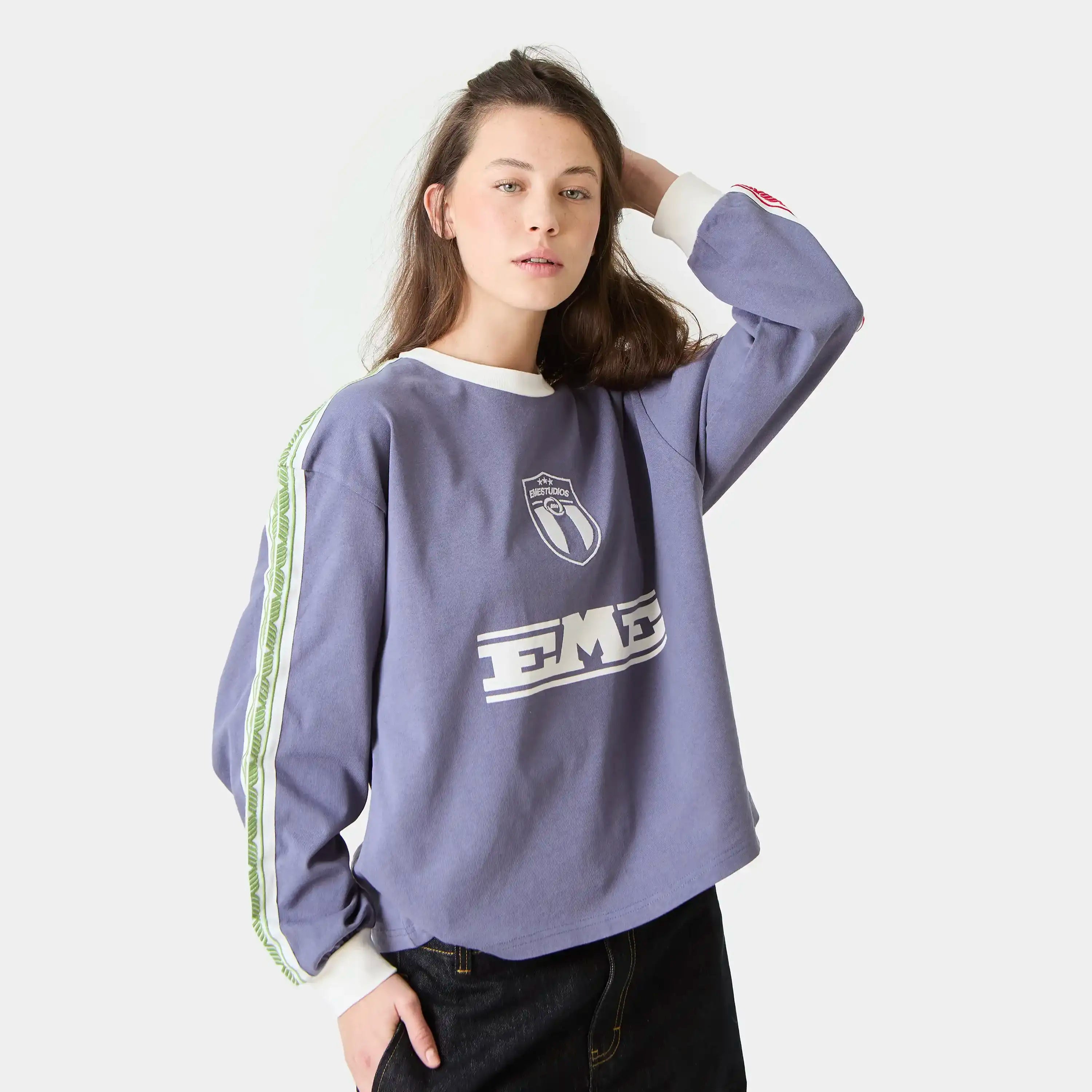 Team Navy Oversized Long Sleeve T-shirts Eme Studios