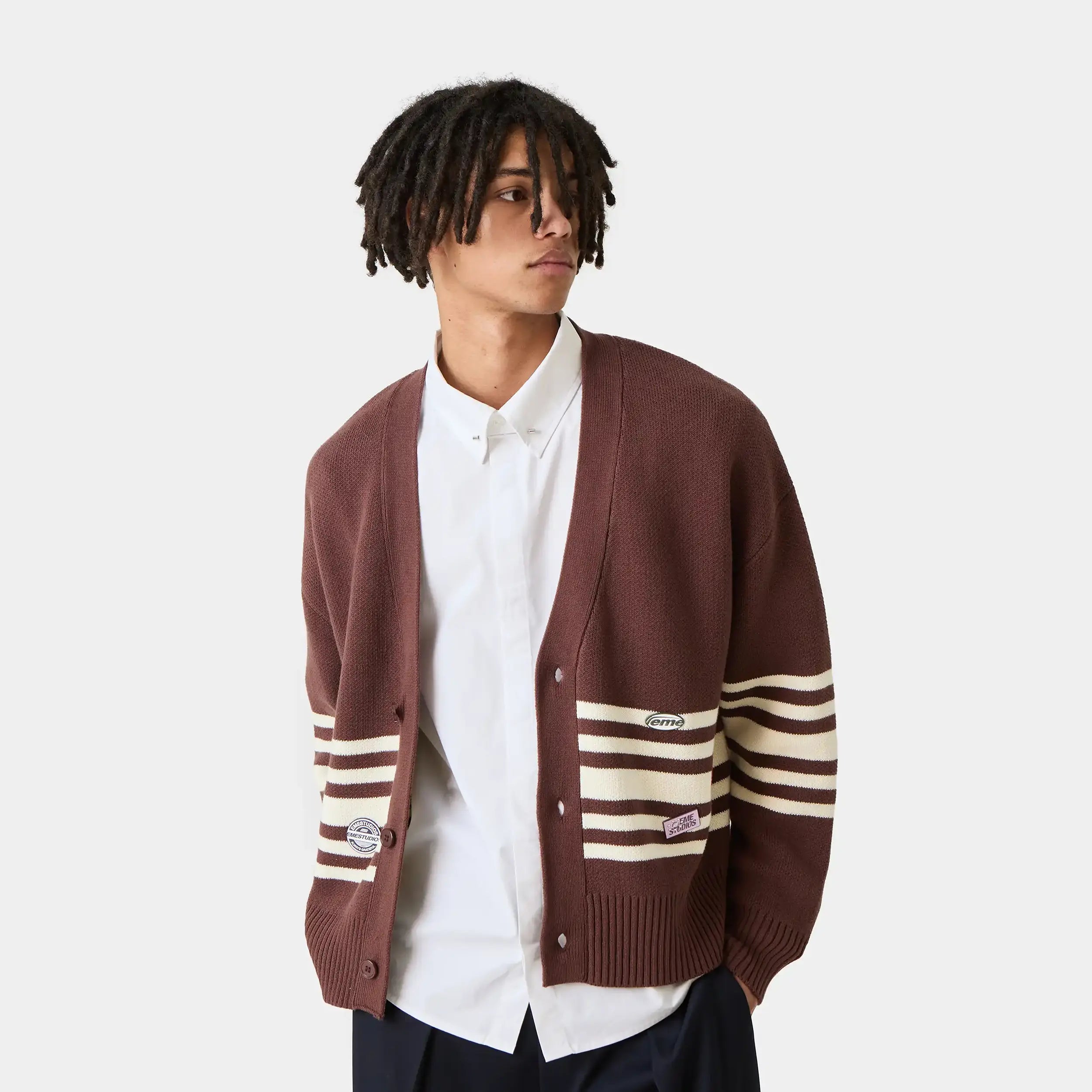 Pins Chocolate Cardigan Knitwear Eme Studios
