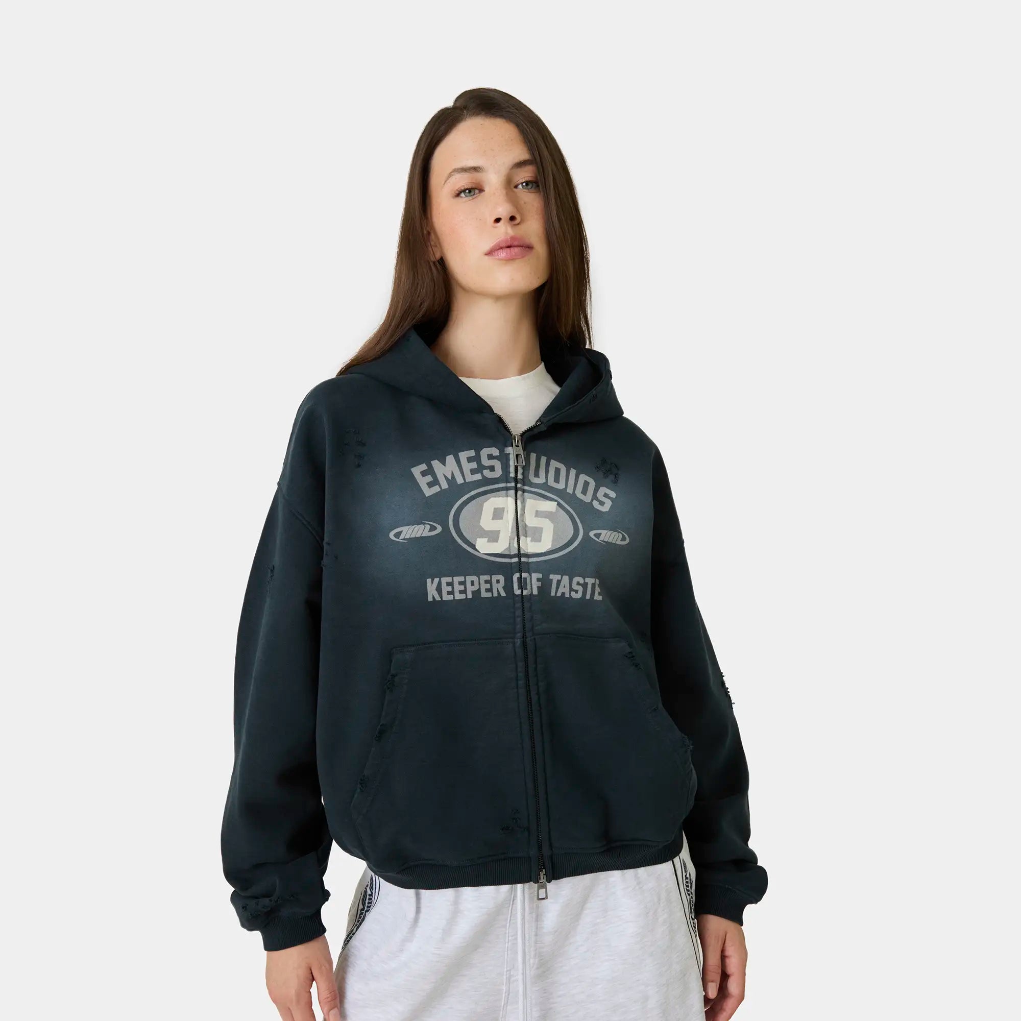 Keeper Shadow Cropped Boxy Full Zip Hoodies Eme Studios