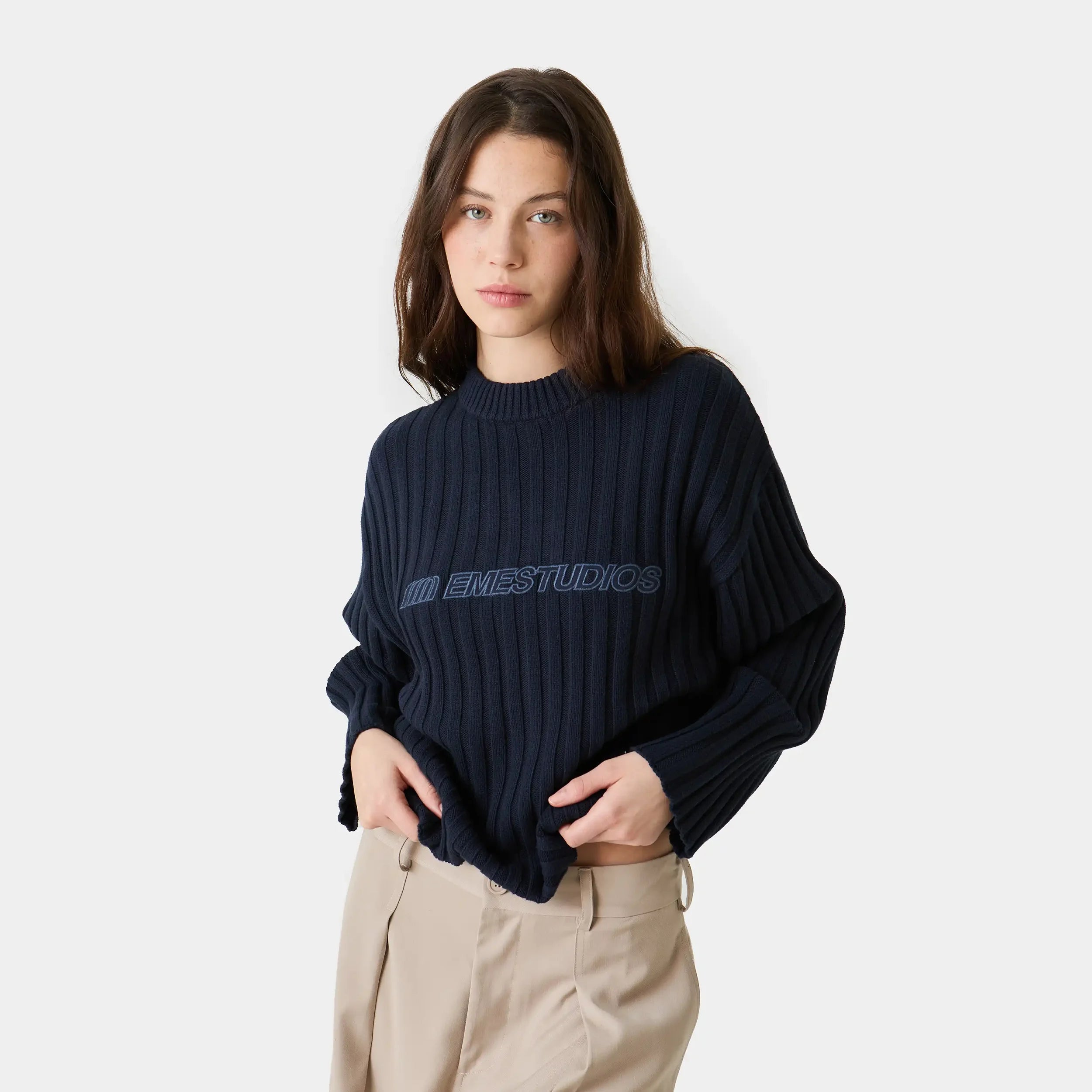 Tube Navy Knit Sweater Knitwear Eme Studios