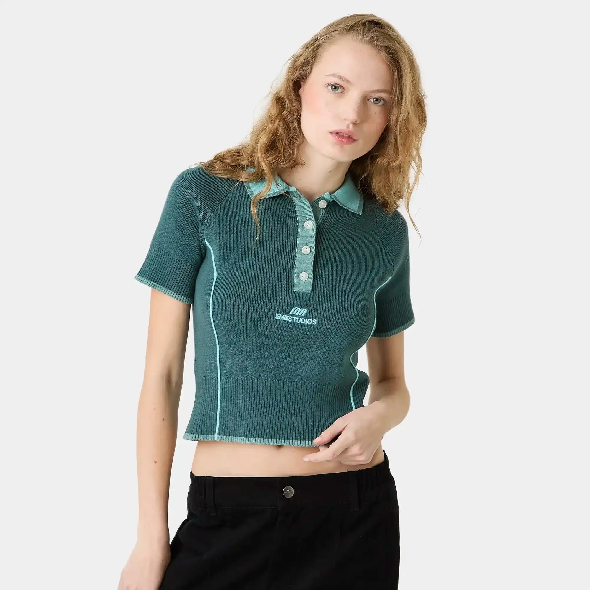Fete Aqua Knit Polo Woman Knitwear Eme Studios