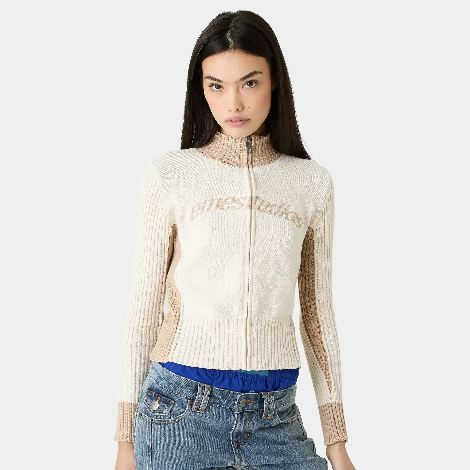 Betty Off Sand Zipper Knit Woman Knitwear Eme Studios