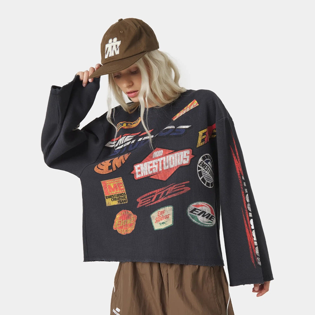 Waffle Navy Crewneck Sweatshirts Eme Studios