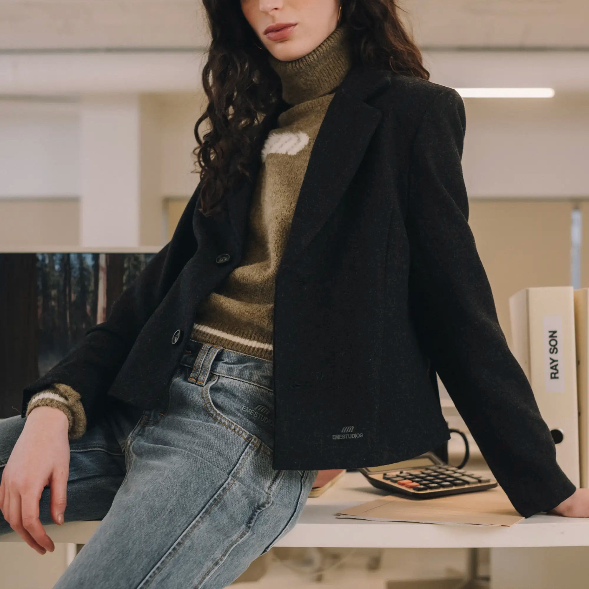 Katherine Slate Grey Blazer Woman Outerwear Eme Studios