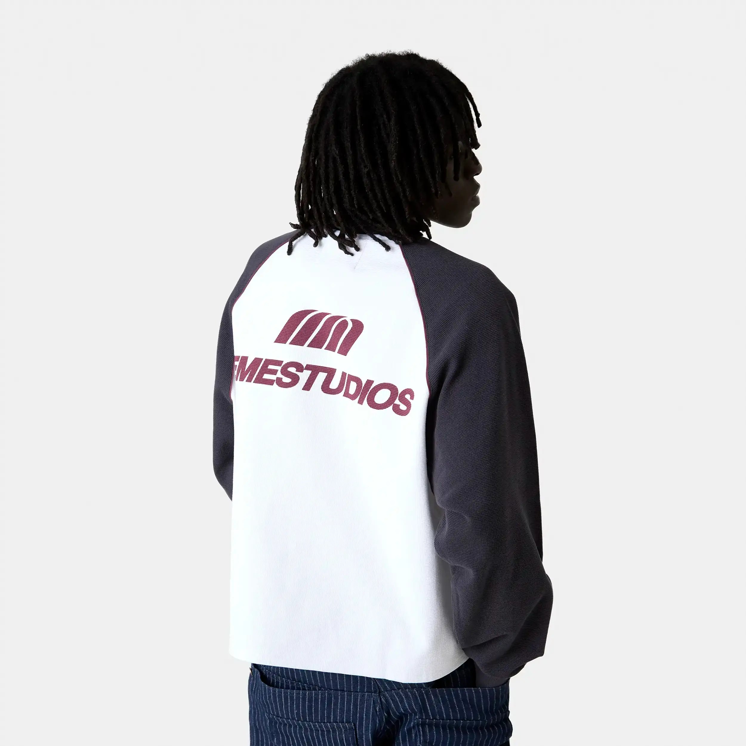 Hanbal Navy Waffle Long Sleeve T-shirts Eme Studios