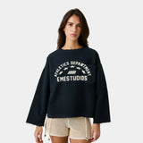 Pocket Navy Reverse Crewneck Sweatshirts Eme Studios