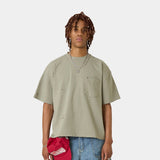 Distressed Olive Oversized Tee T-shirts Eme Studios