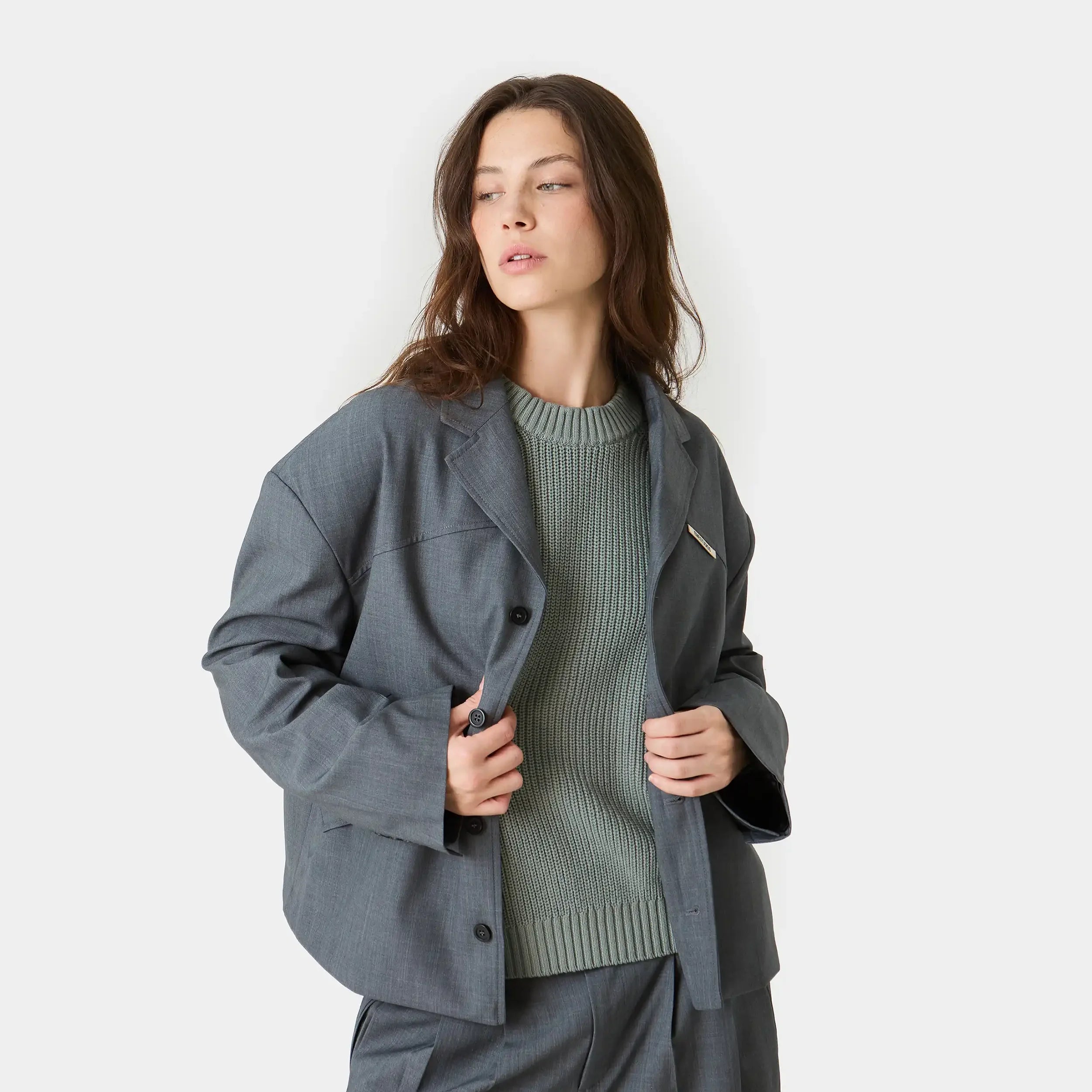 Orbit Slate Grey Blazer Outerwear Eme Studios