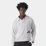 Kiff Grey Distressed Knit Polo Knitwear eme