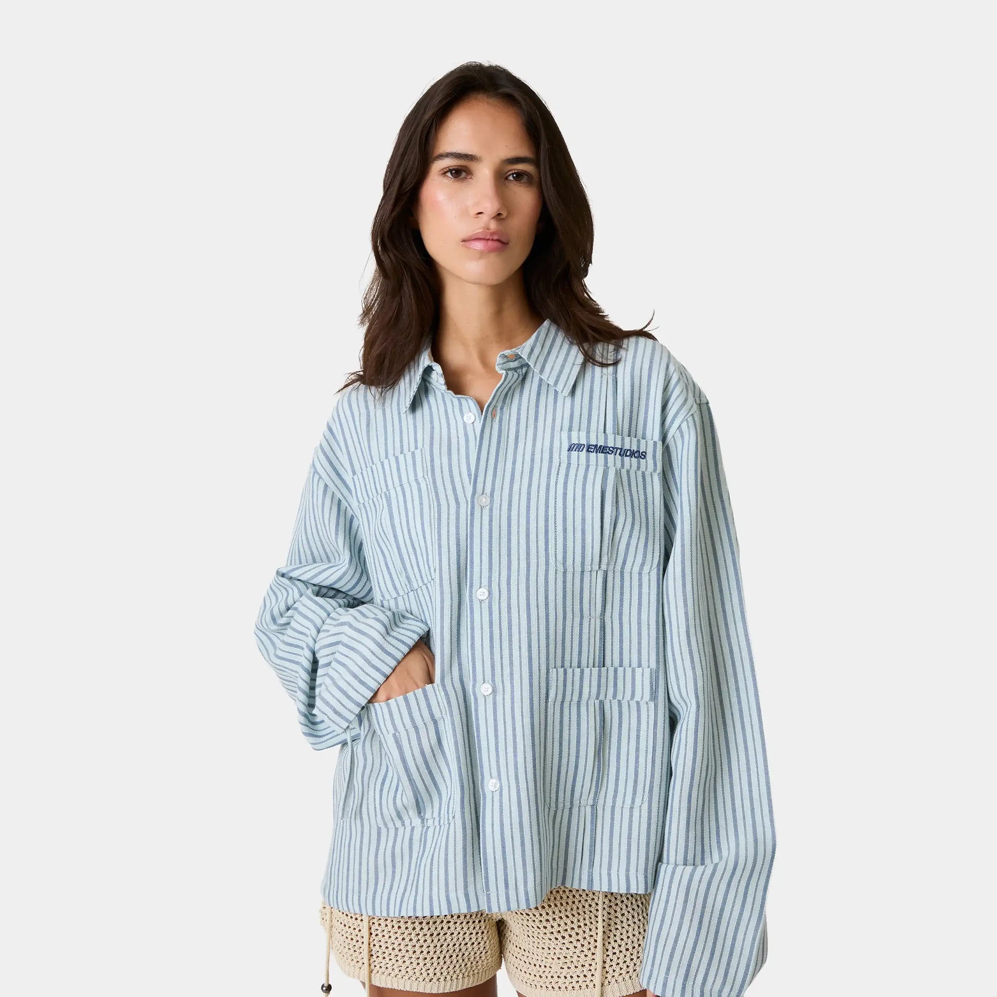 Areal Guayabera Blued Shirt Shirts Eme Studios