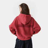 Waffle Marsala Croped Boxy Full Zip Hoodies Eme Studios
