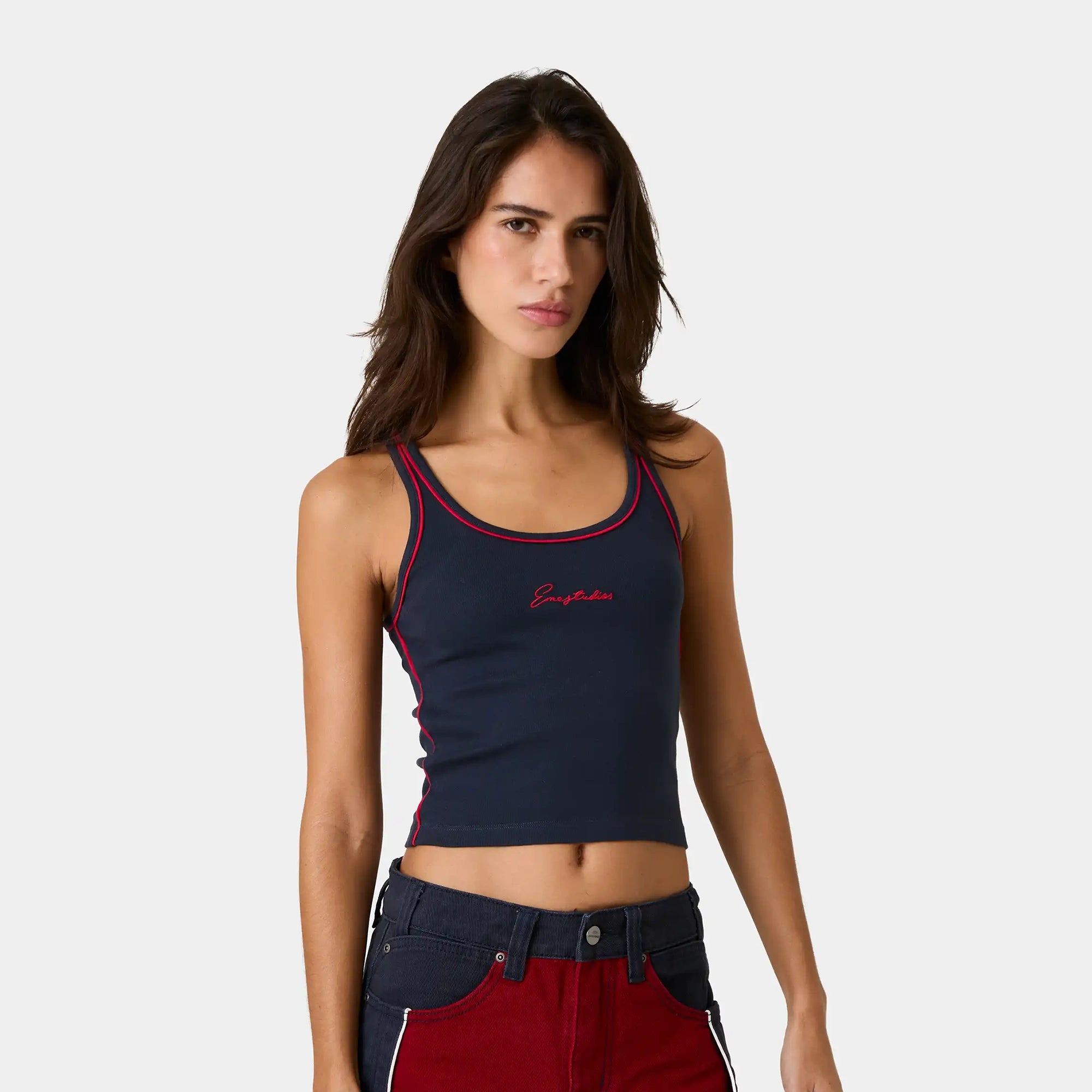 Graf Navy Tank Top Woman T-Shirts Eme Studios