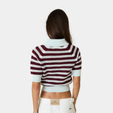 Ocata Navy Crochet Knit Polo Woman Knitwear Eme Studios