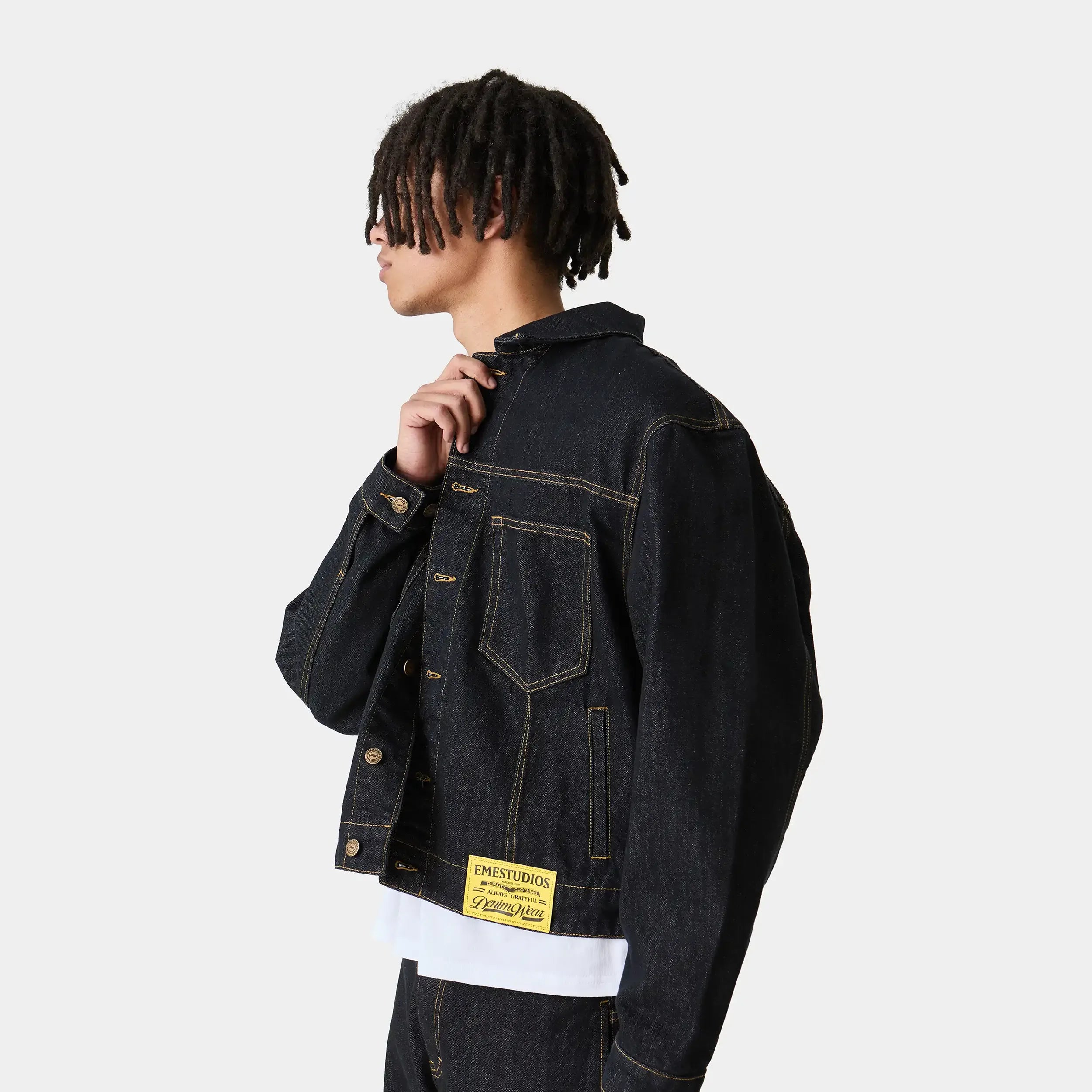 Ledger Raw Denim Jacket Outerwear Eme Studios