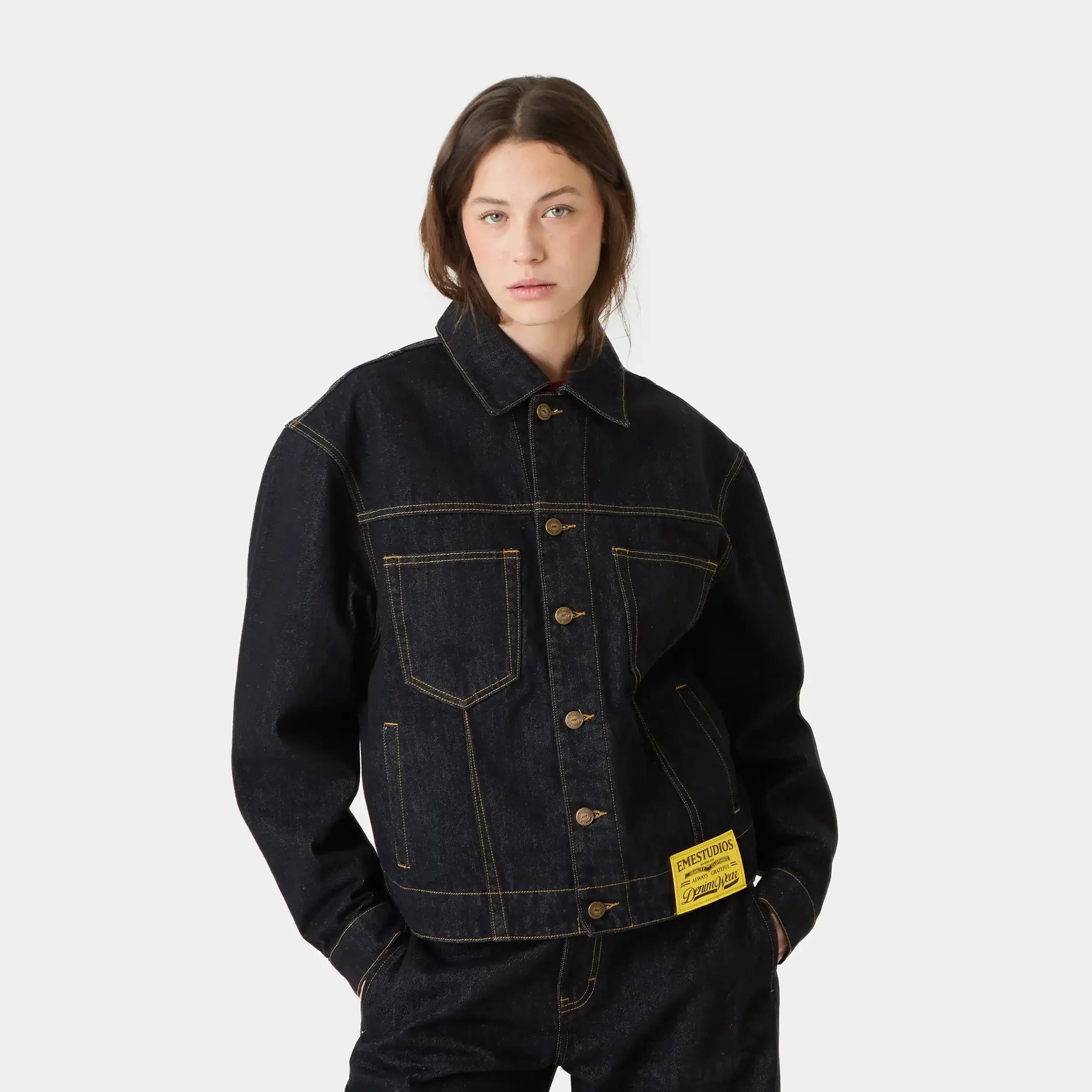 Ledger Raw Denim Jacket Outerwear Eme Studios