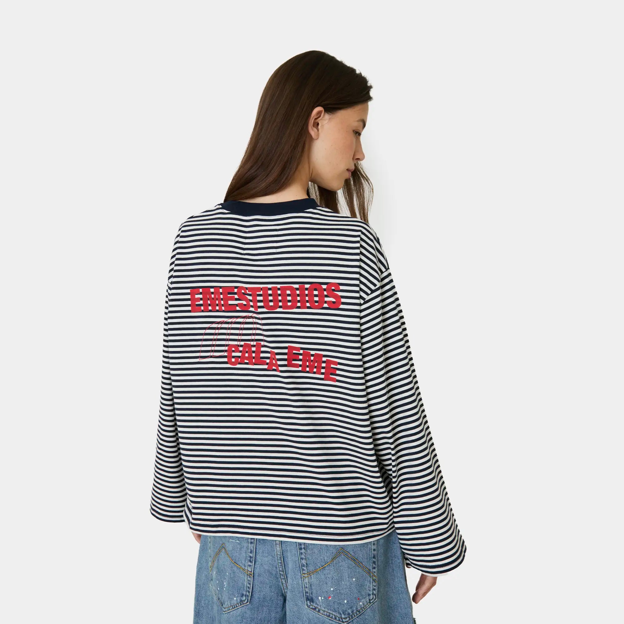 Cedar Navy Striped Long Sleeve T-shirts Eme Studios