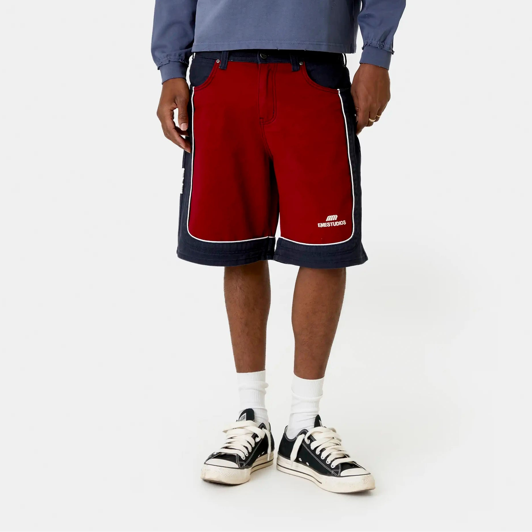 Dual Cherry Denim Shorts Shorts Eme Studios