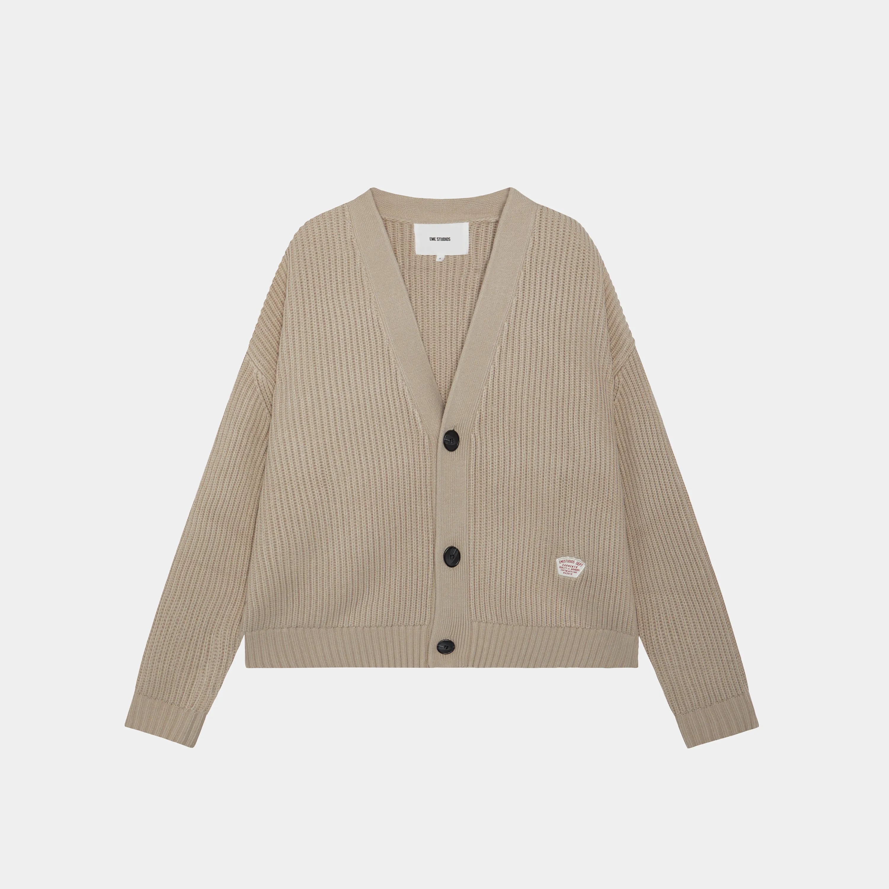 Lesh Off Sand Rib Cardigan Knitwear eme