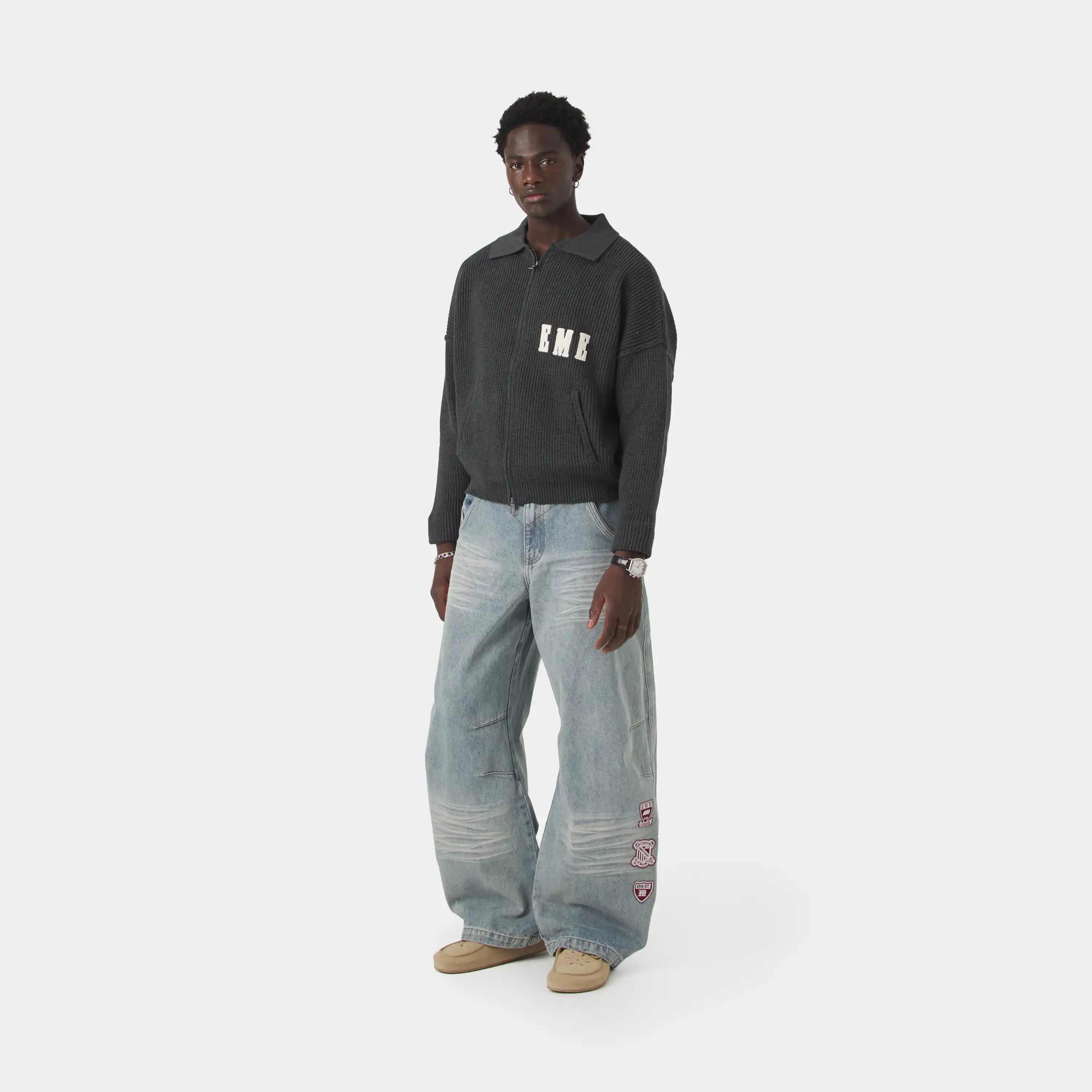 Collar Carbon Zipper Knit Knitwear Eme Studios