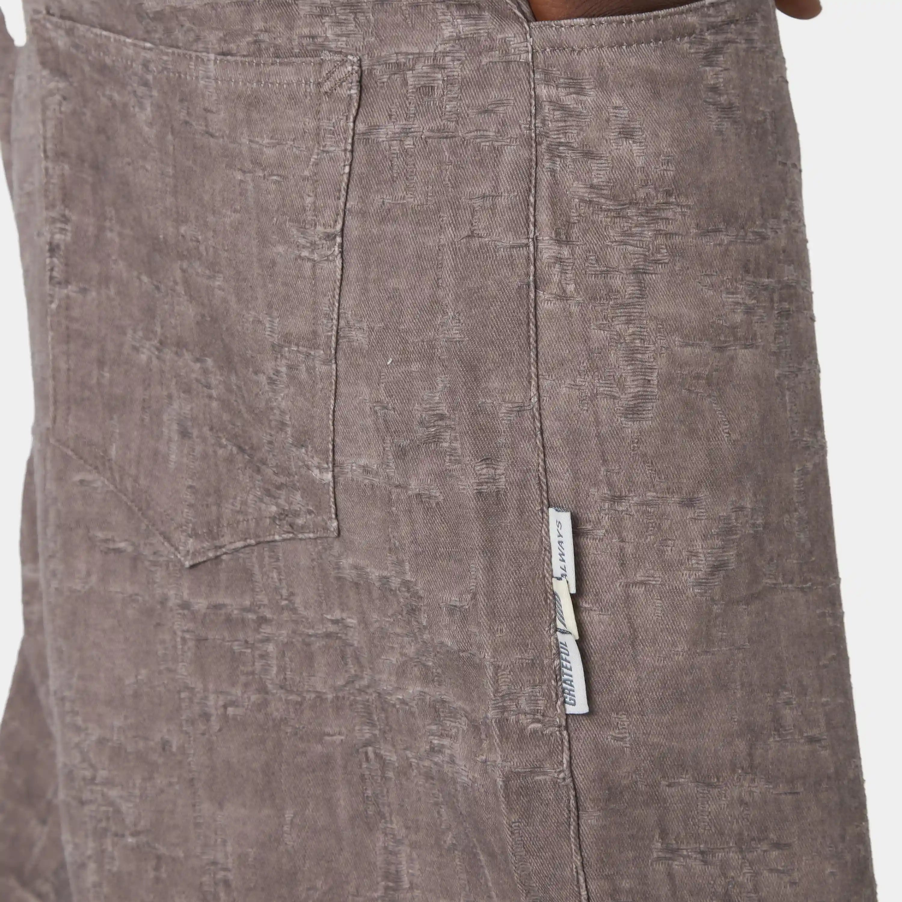 Frayed Brown Baggy Pants Pants eme