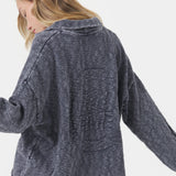 Kiff Navy Distressed Knit Polo Knitwear eme