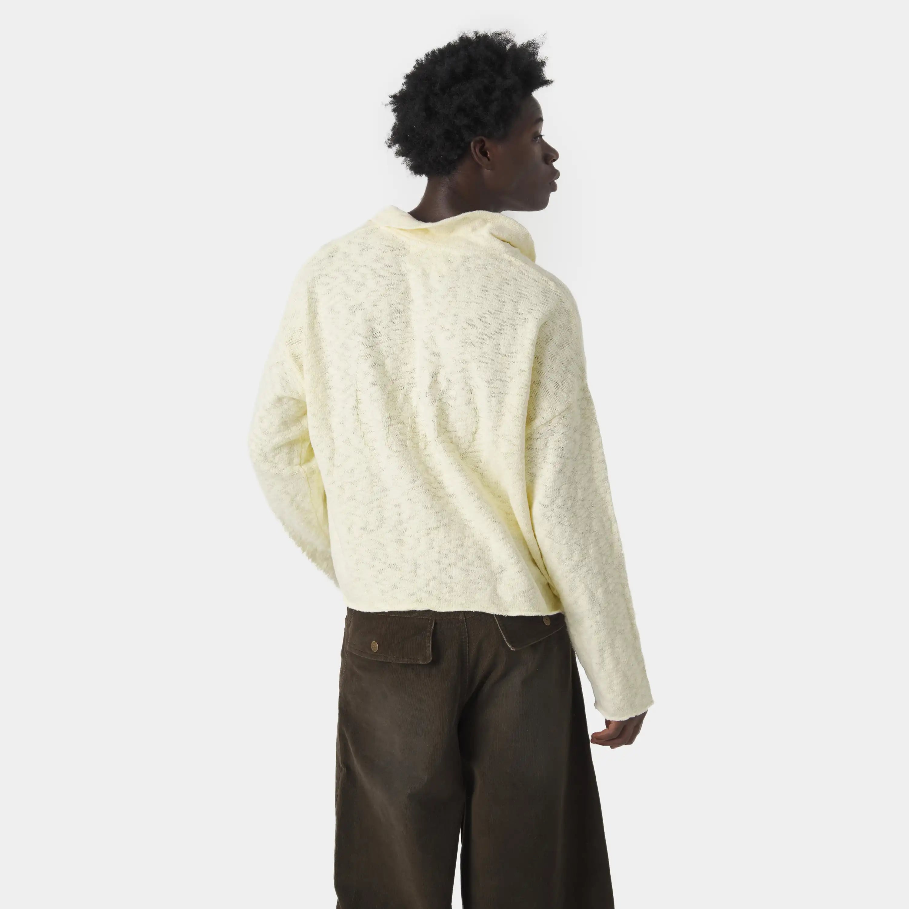 Kiff Off Sand Distressed Knit Polo Knitwear eme
