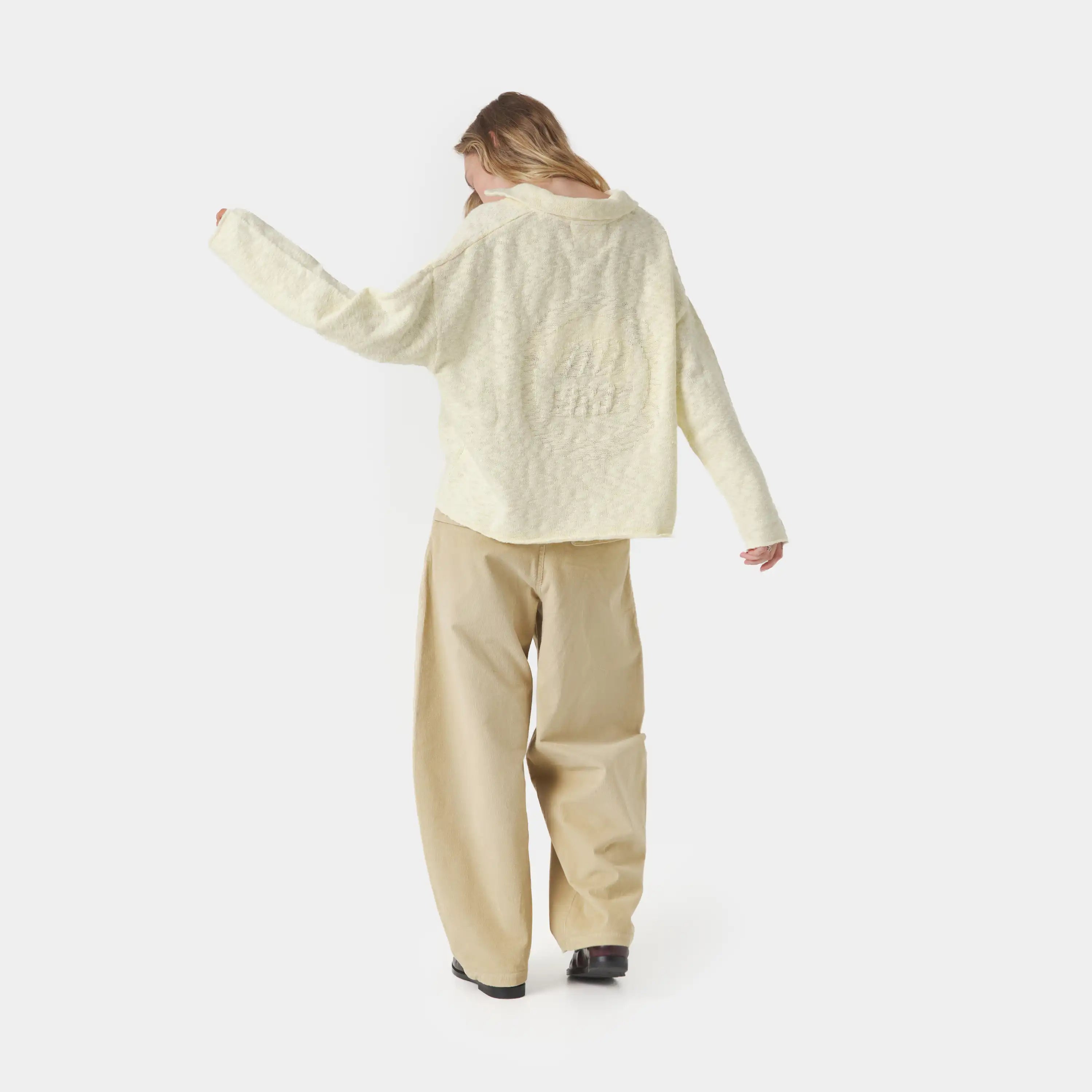 Kiff Off Sand Distressed Knit Polo Knitwear eme