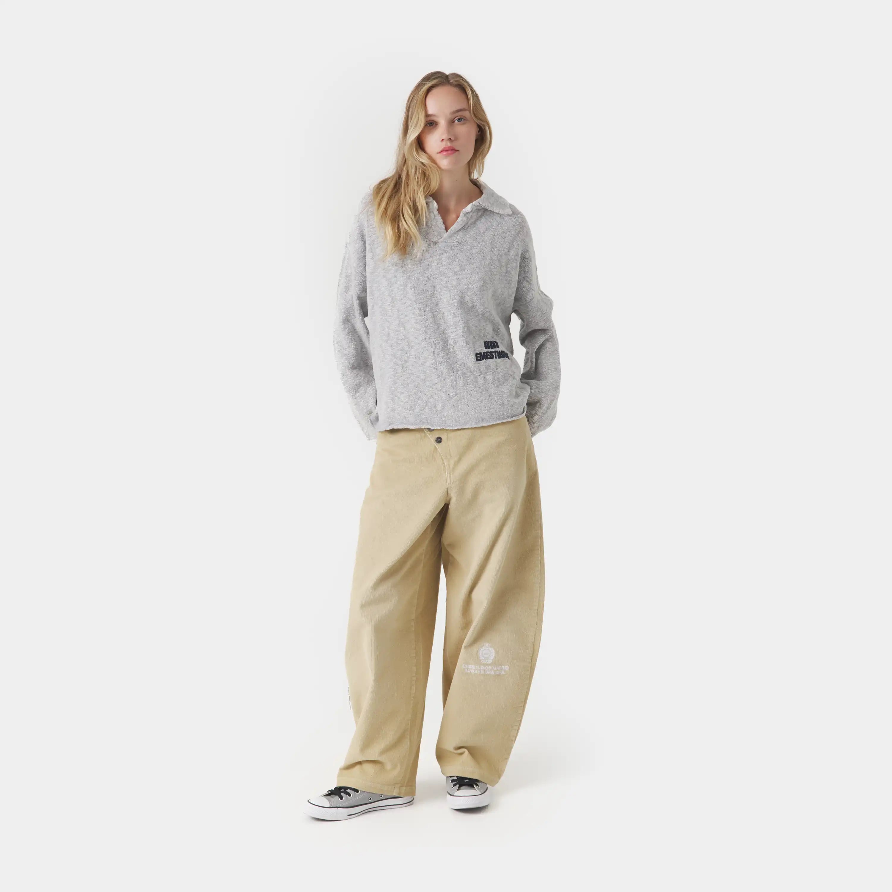 Kiff Grey Distressed Knit Polo Knitwear eme