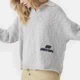 Kiff Grey Distressed Knit Polo Knitwear eme