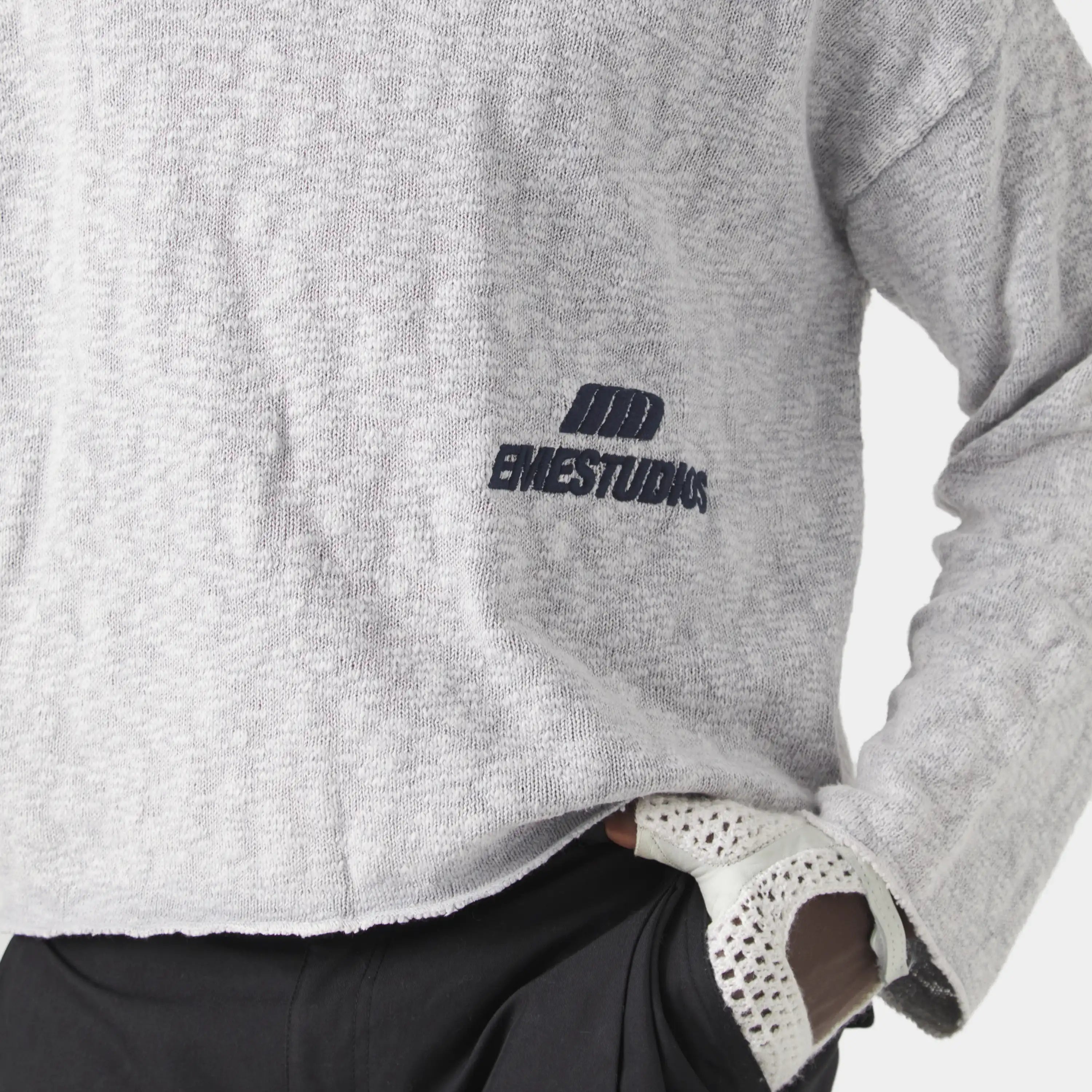 Kiff Grey Distressed Knit Polo Knitwear eme
