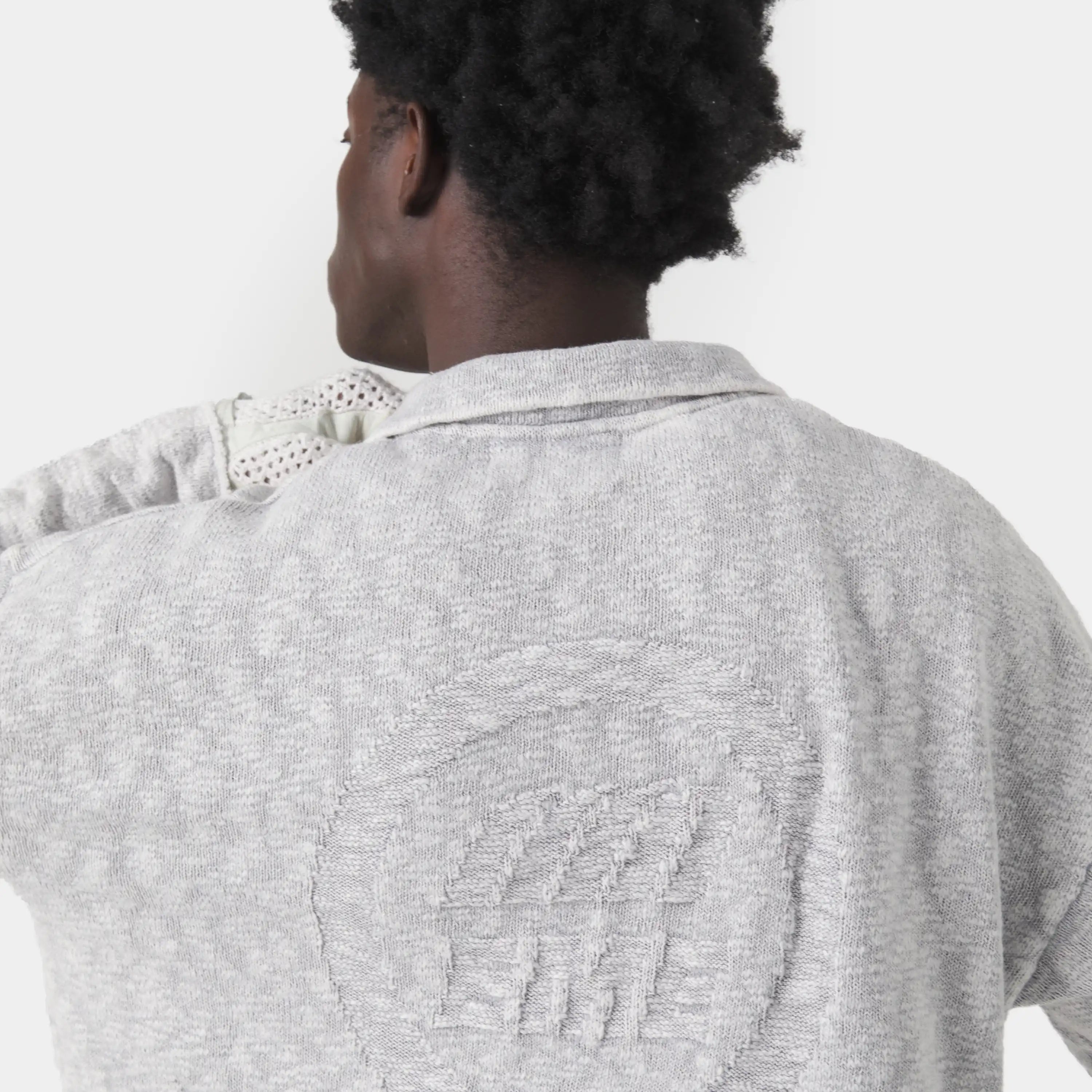 Kiff Grey Distressed Knit Polo Knitwear eme