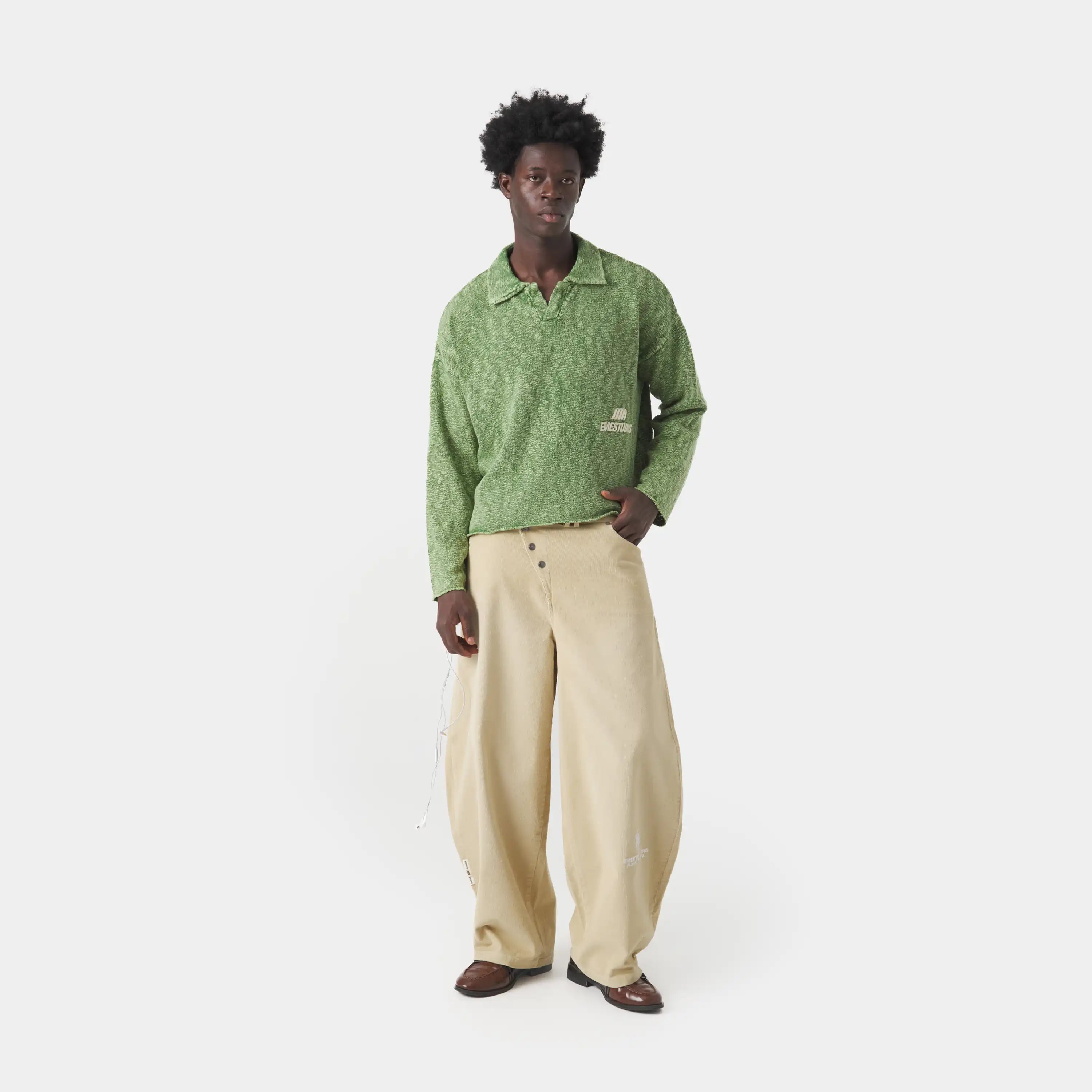 Kiff Bottle Distressed Knit Polo Knitwear eme