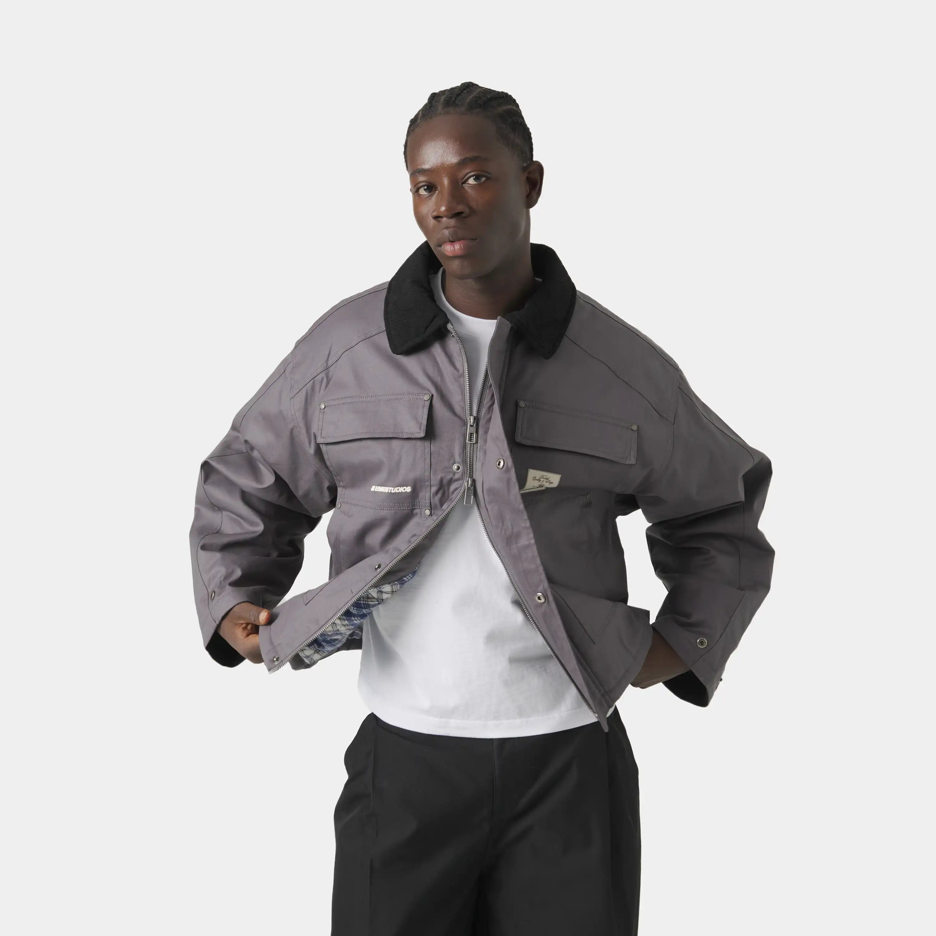 Ethos Grey Boxy Coat Outerwear eme