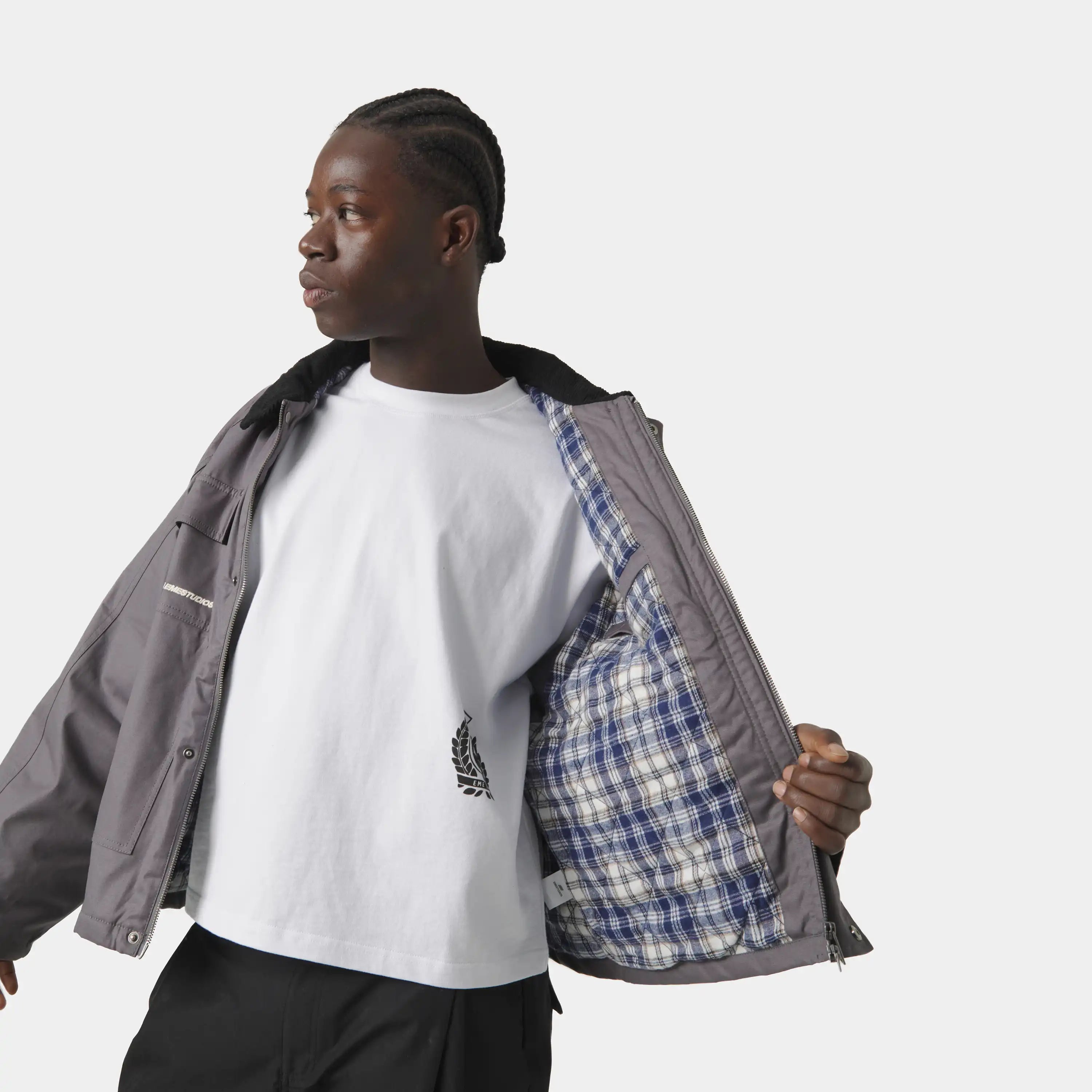 Ethos Grey Boxy Coat Outerwear eme