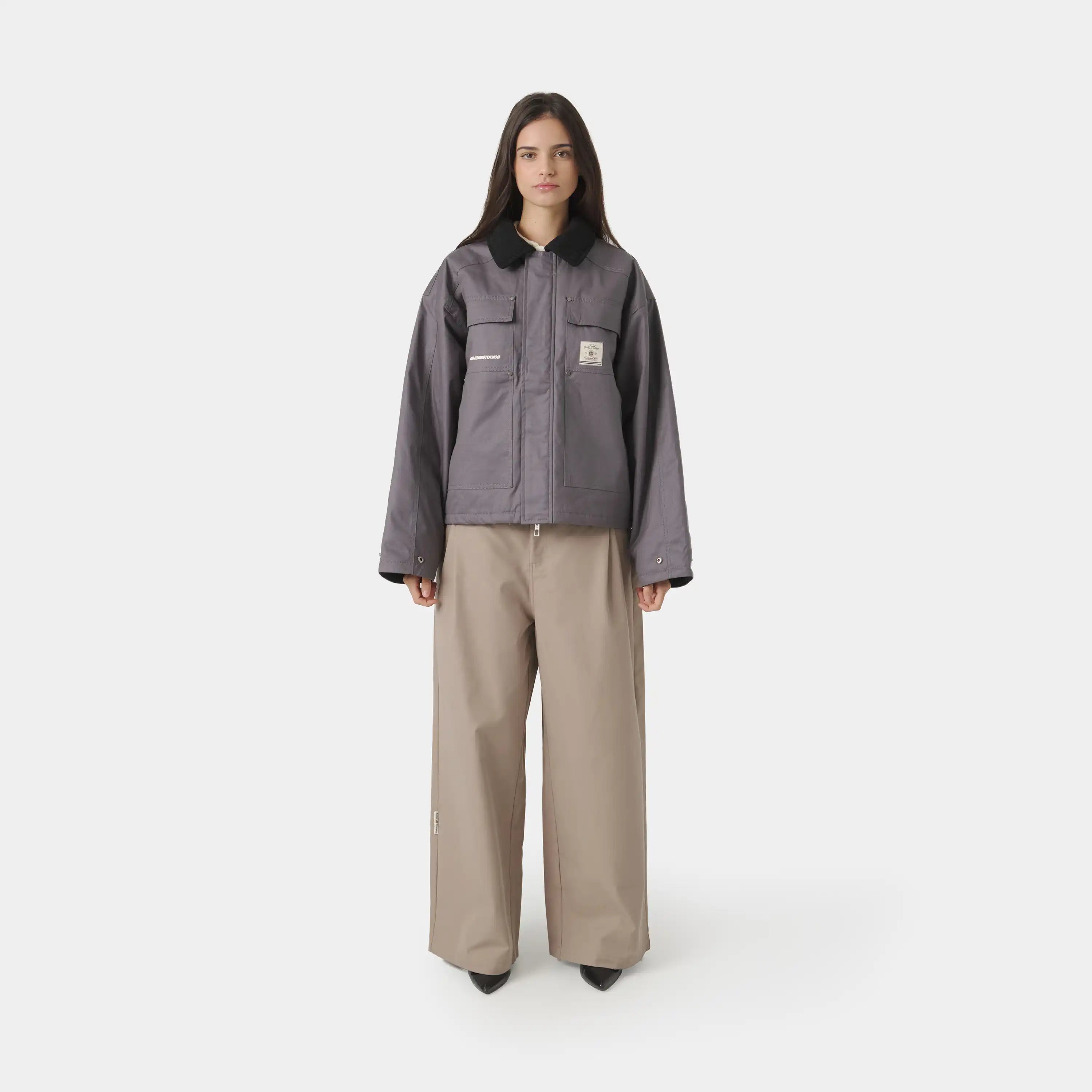 Ethos Grey Boxy Coat Outerwear eme