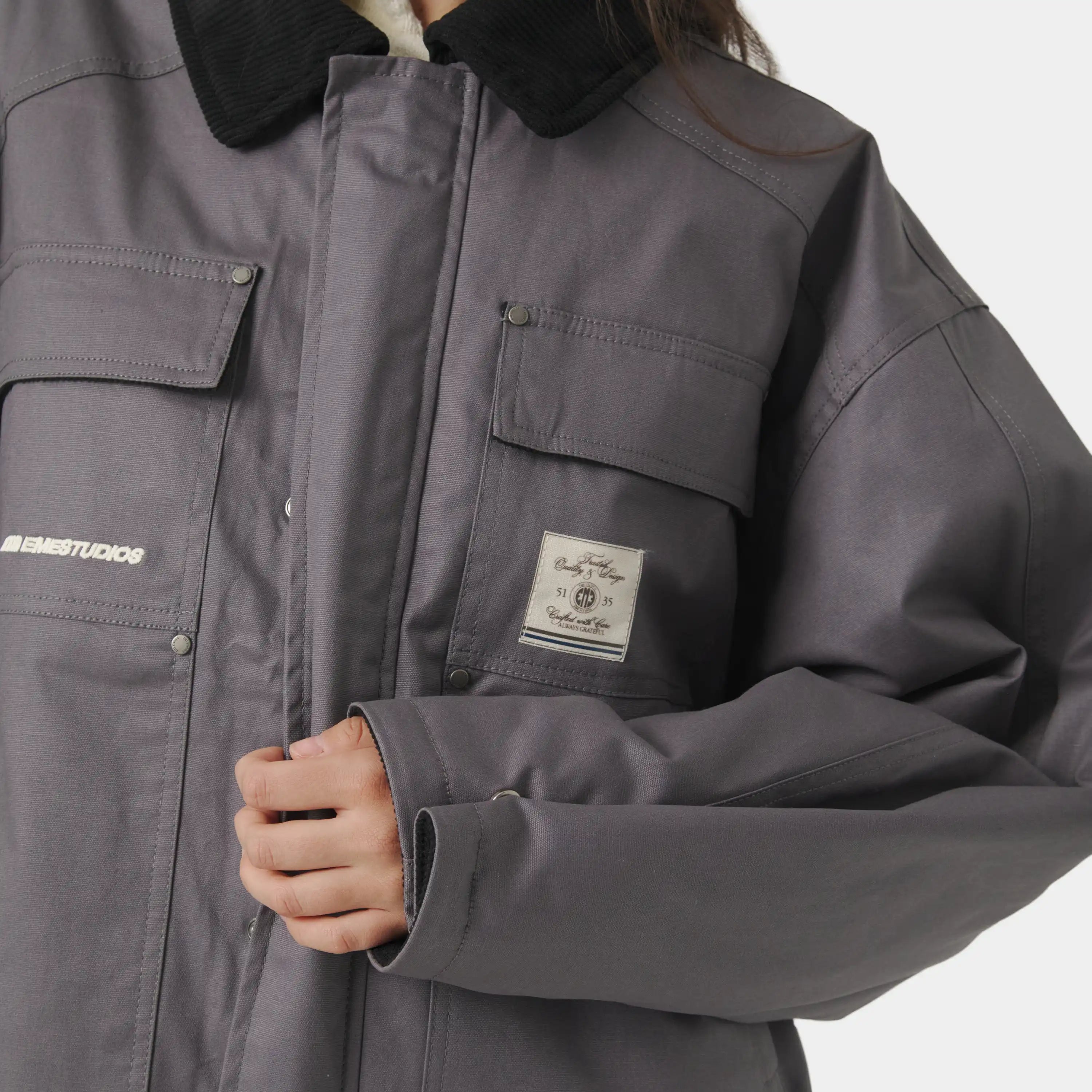 Ethos Grey Boxy Coat Outerwear eme
