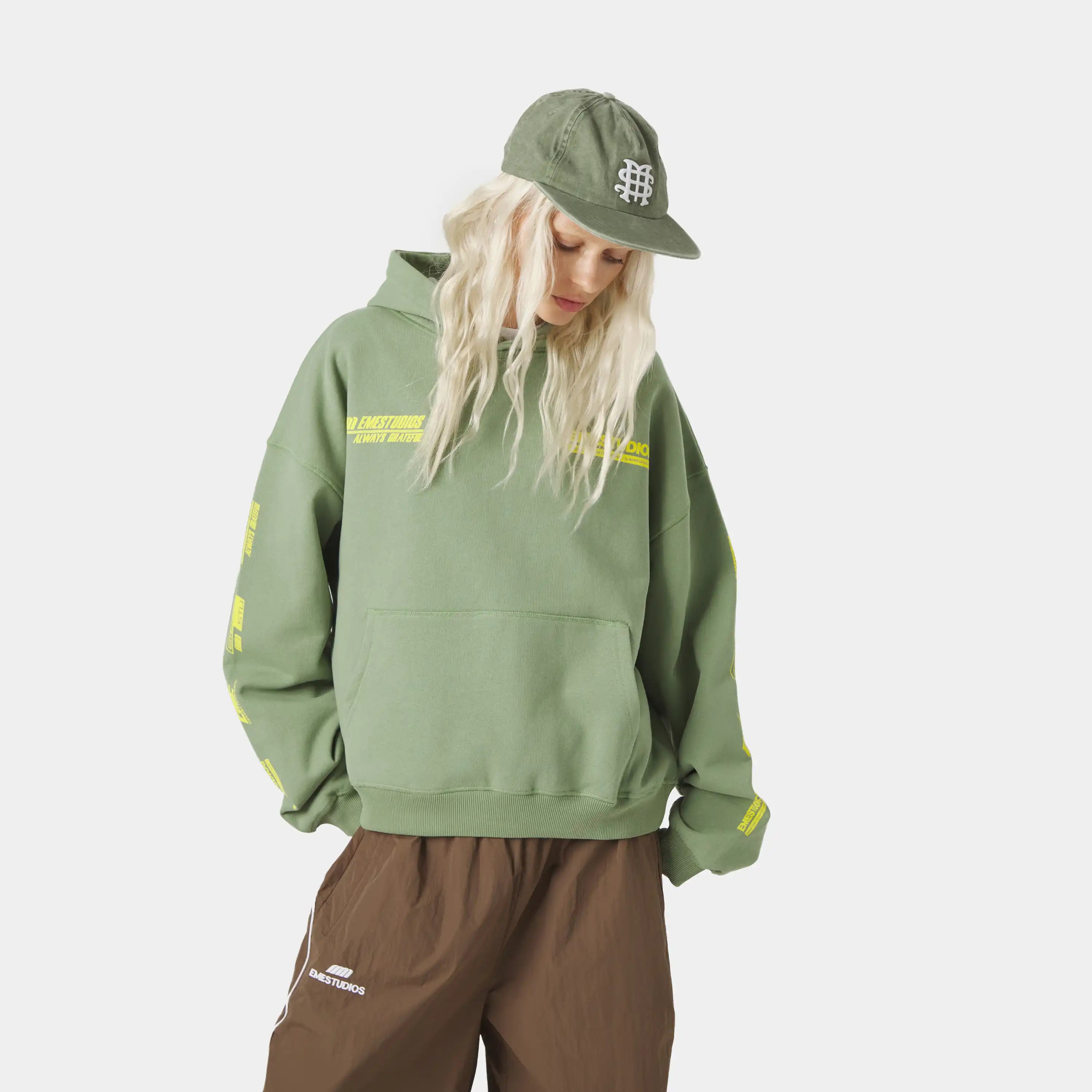 Four Hit Green Oversized Hoodie Hoodies Eme Studios