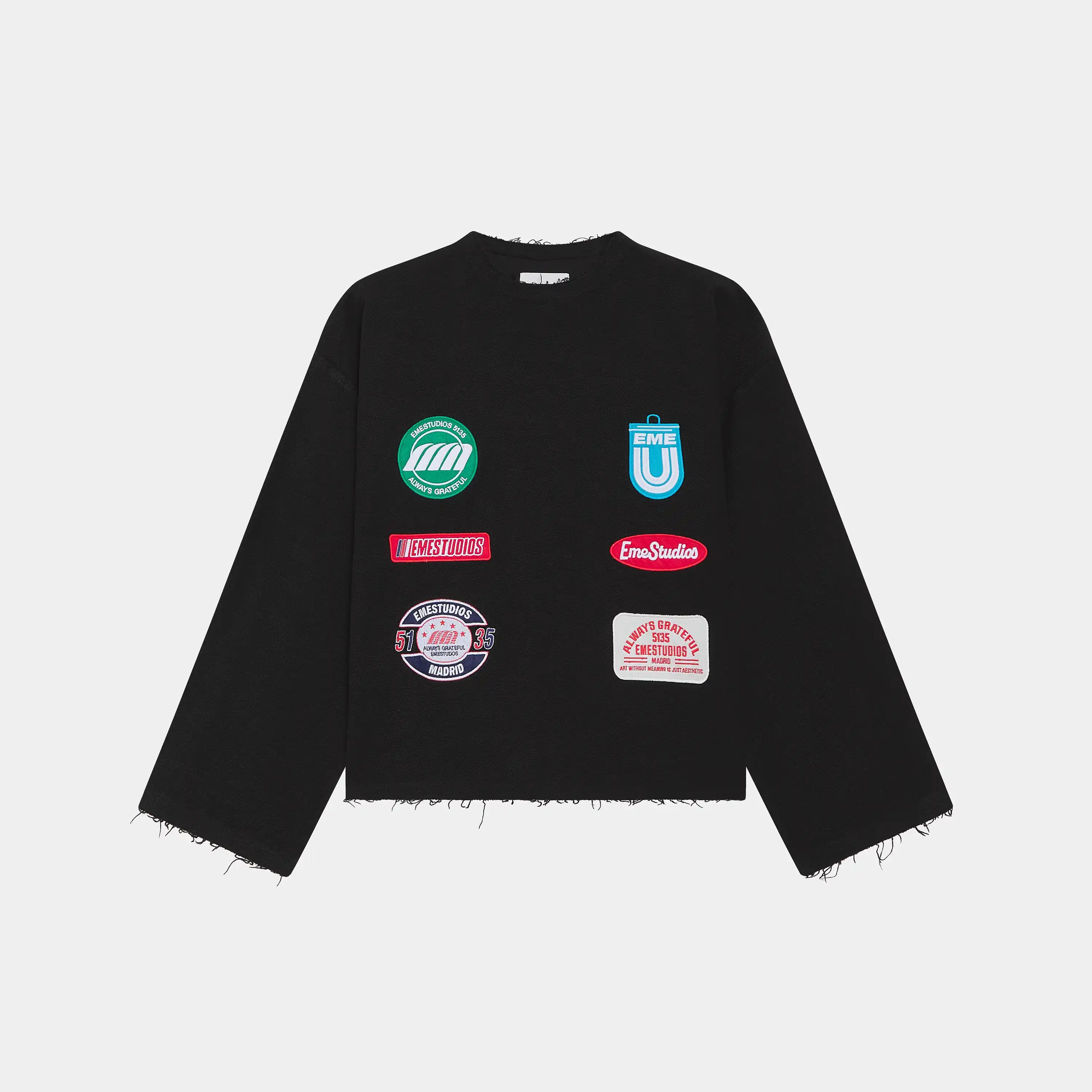 Patches Black Oversized Crewneck Sweatshirts Eme Studios