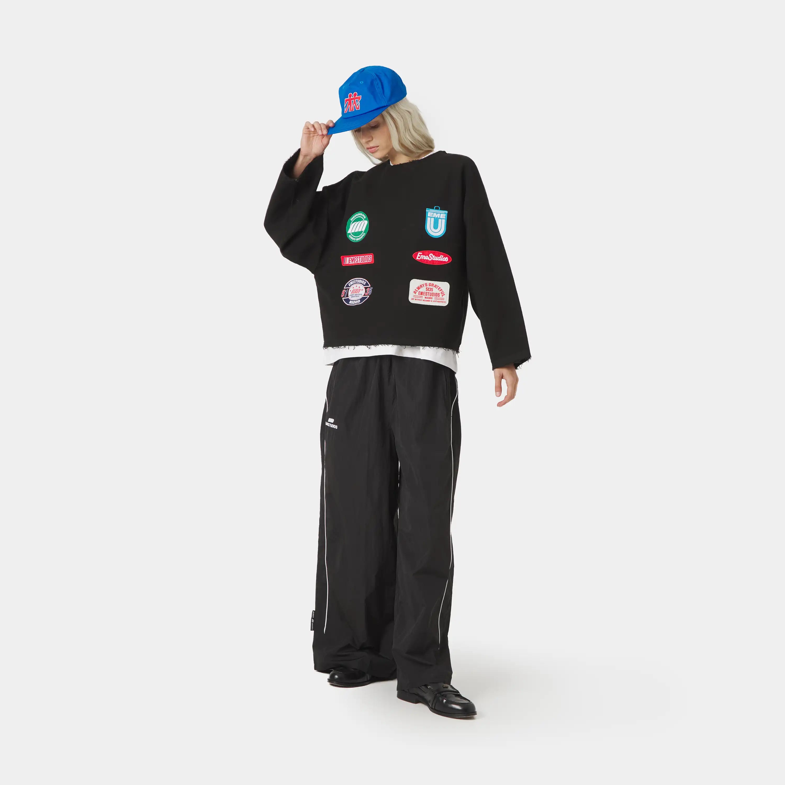 Patches Black Oversized Crewneck Sweatshirts Eme Studios