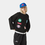 Patches Black Oversized Crewneck Sweatshirts Eme Studios