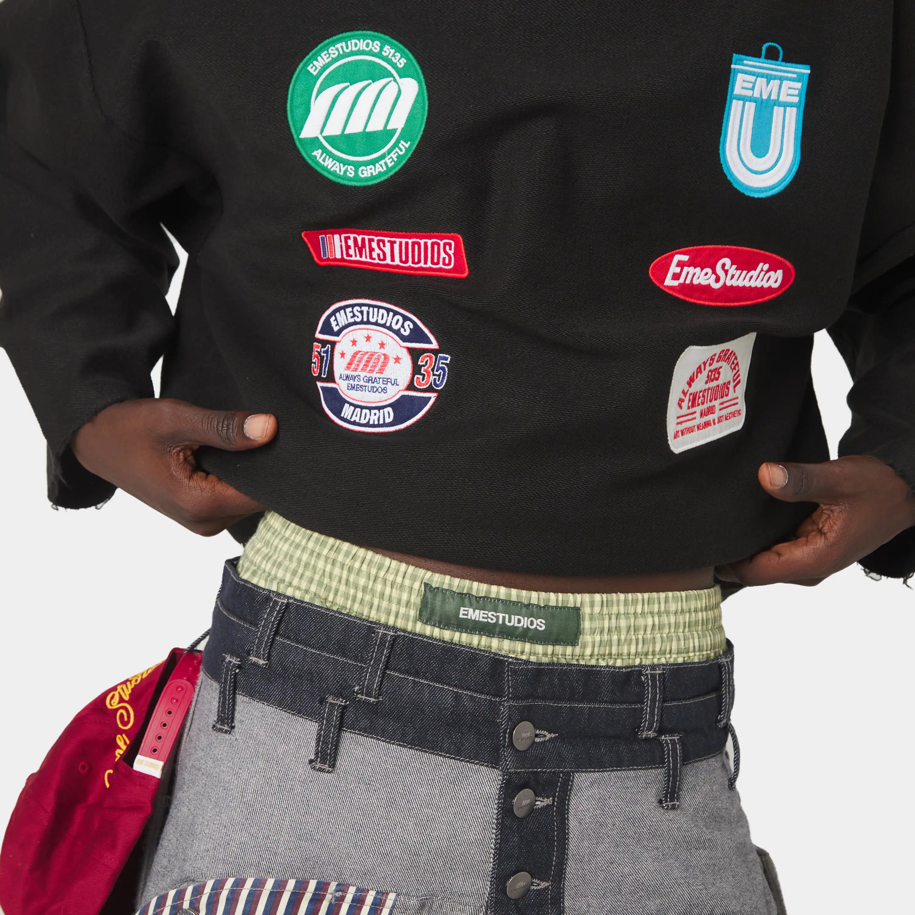 Patches Black Oversized Crewneck Sweatshirts Eme Studios