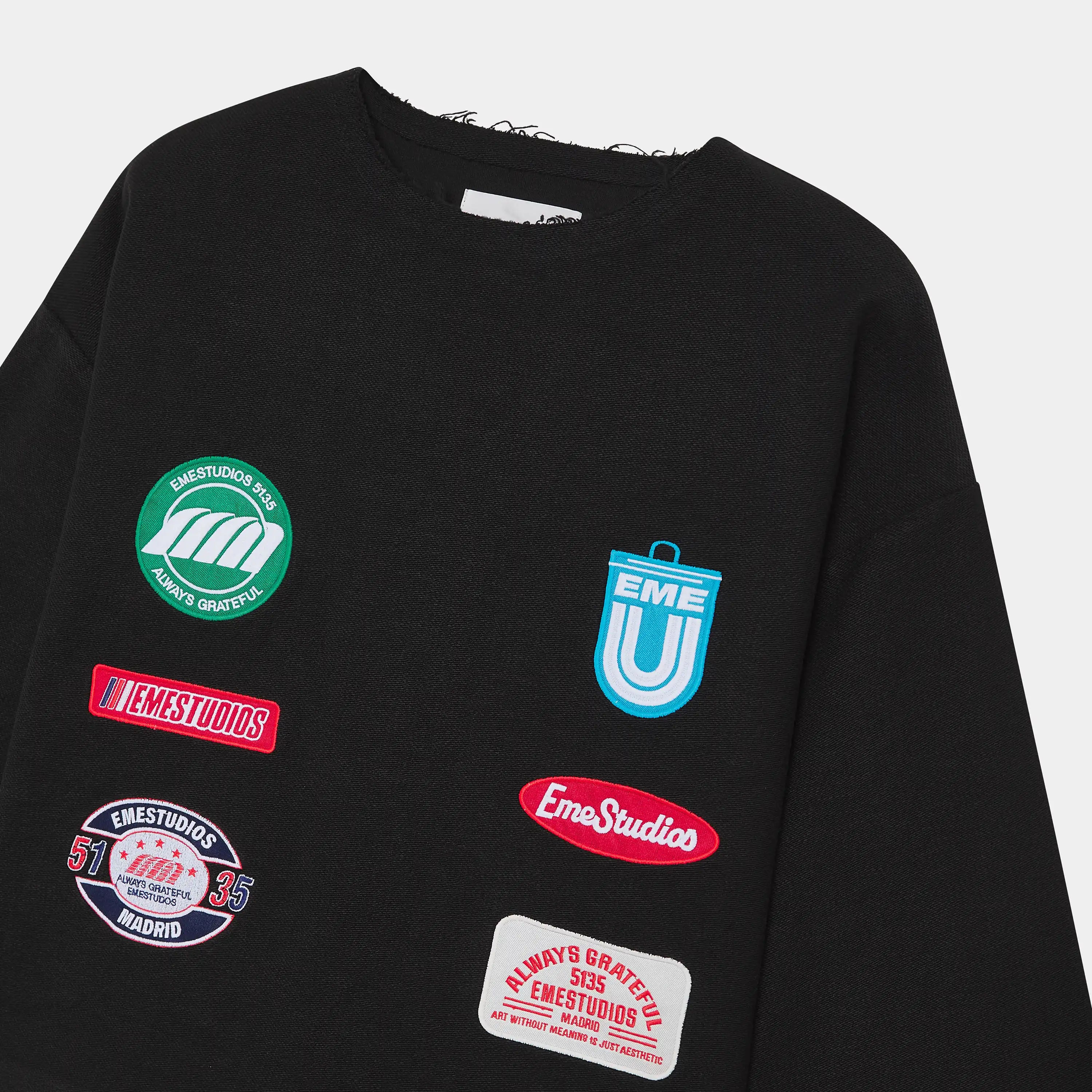 Patches Black Oversized Crewneck Sweatshirts Eme Studios