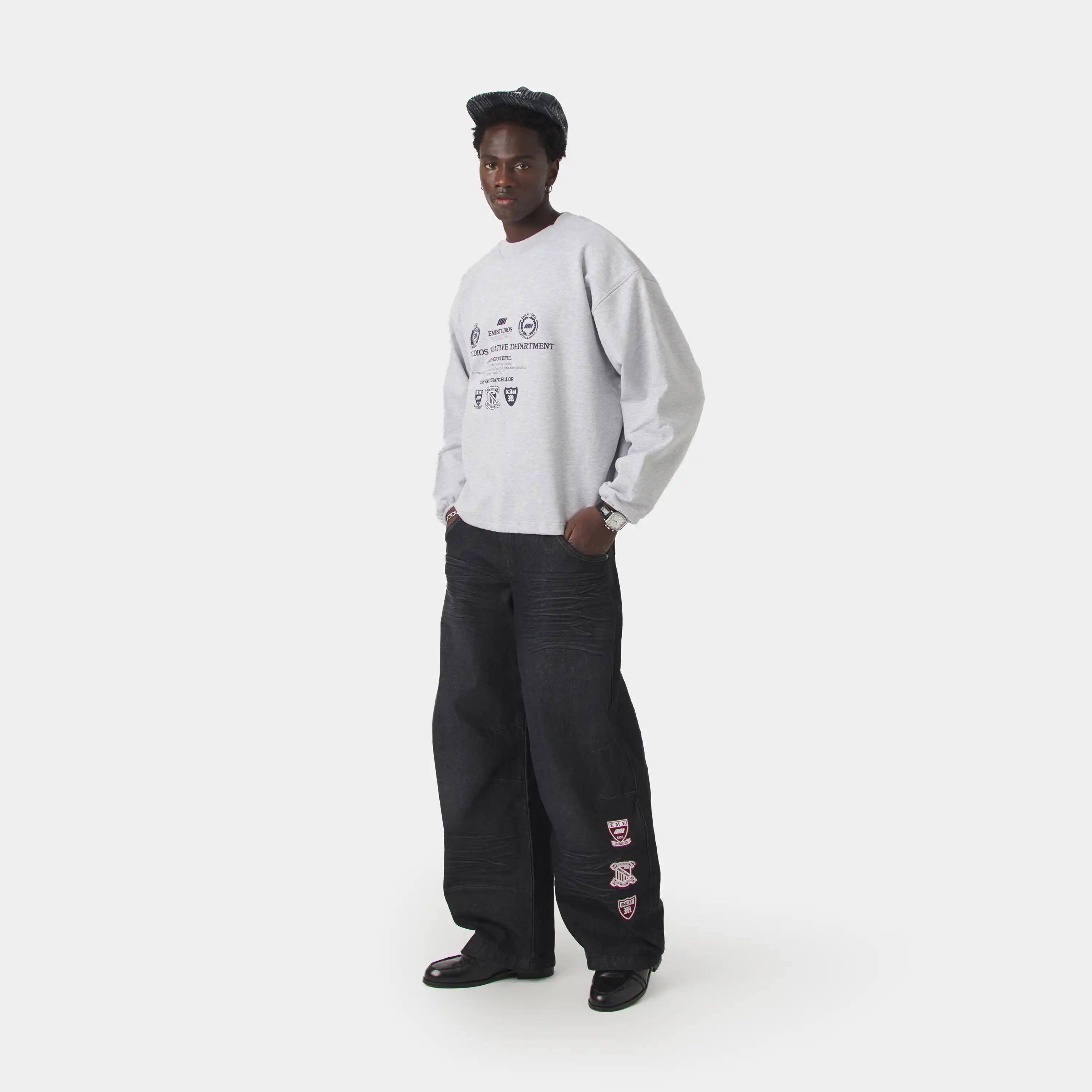Chancellor Heather Grey Oversized Crewneck Sweatshirts Eme Studios