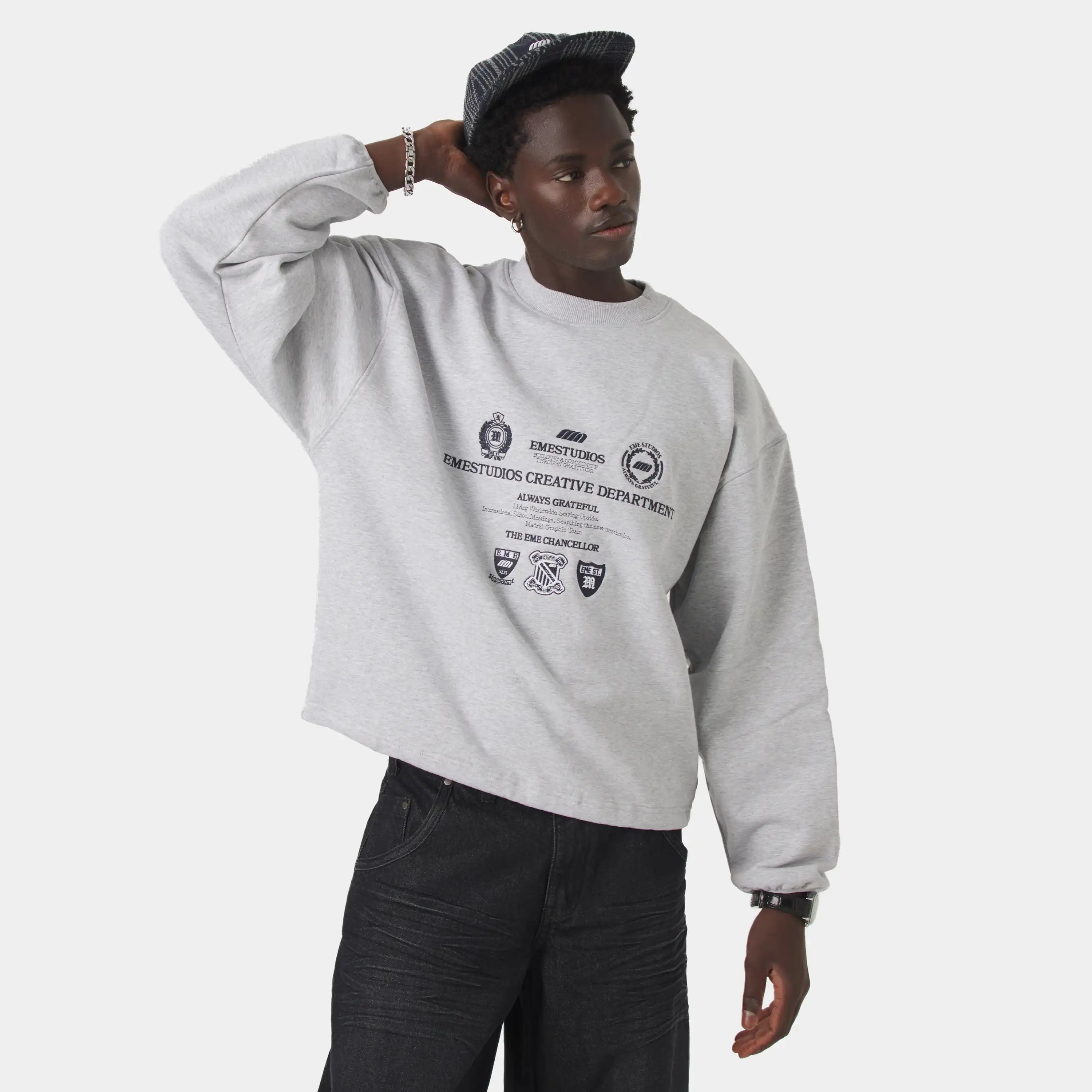 Chancellor Heather Grey Oversized Crewneck Sweatshirts Eme Studios