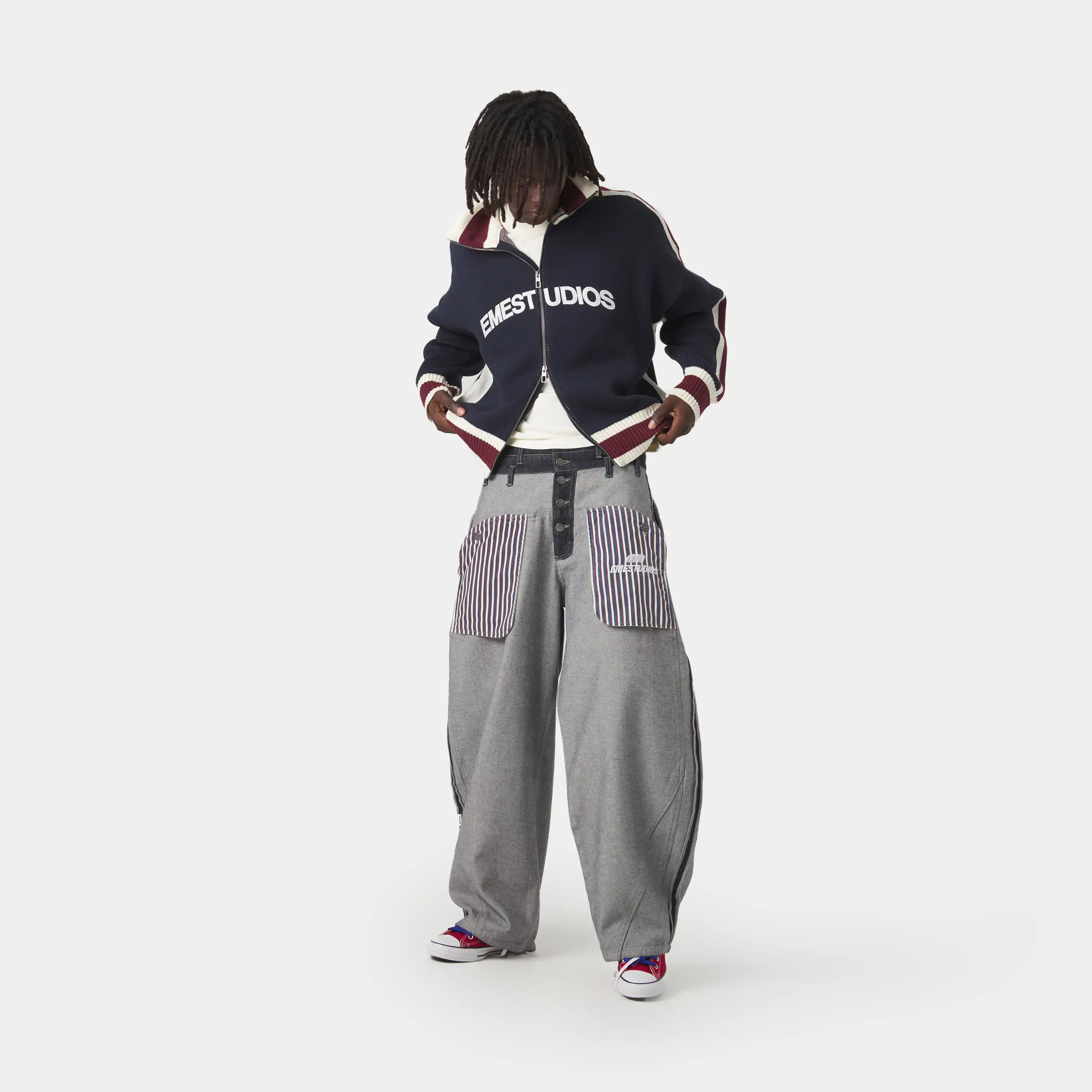 Echellor Navy Zipper Knit Knitwear Eme Studios
