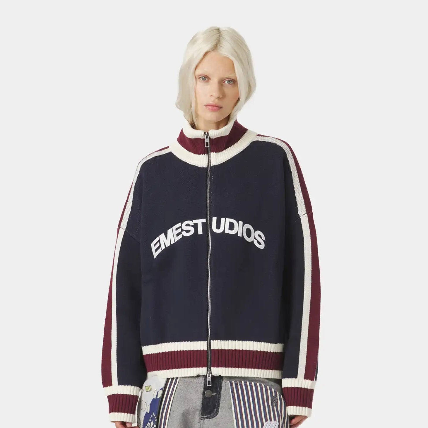 Echellor Navy Zipper Knit Knitwear Eme Studios